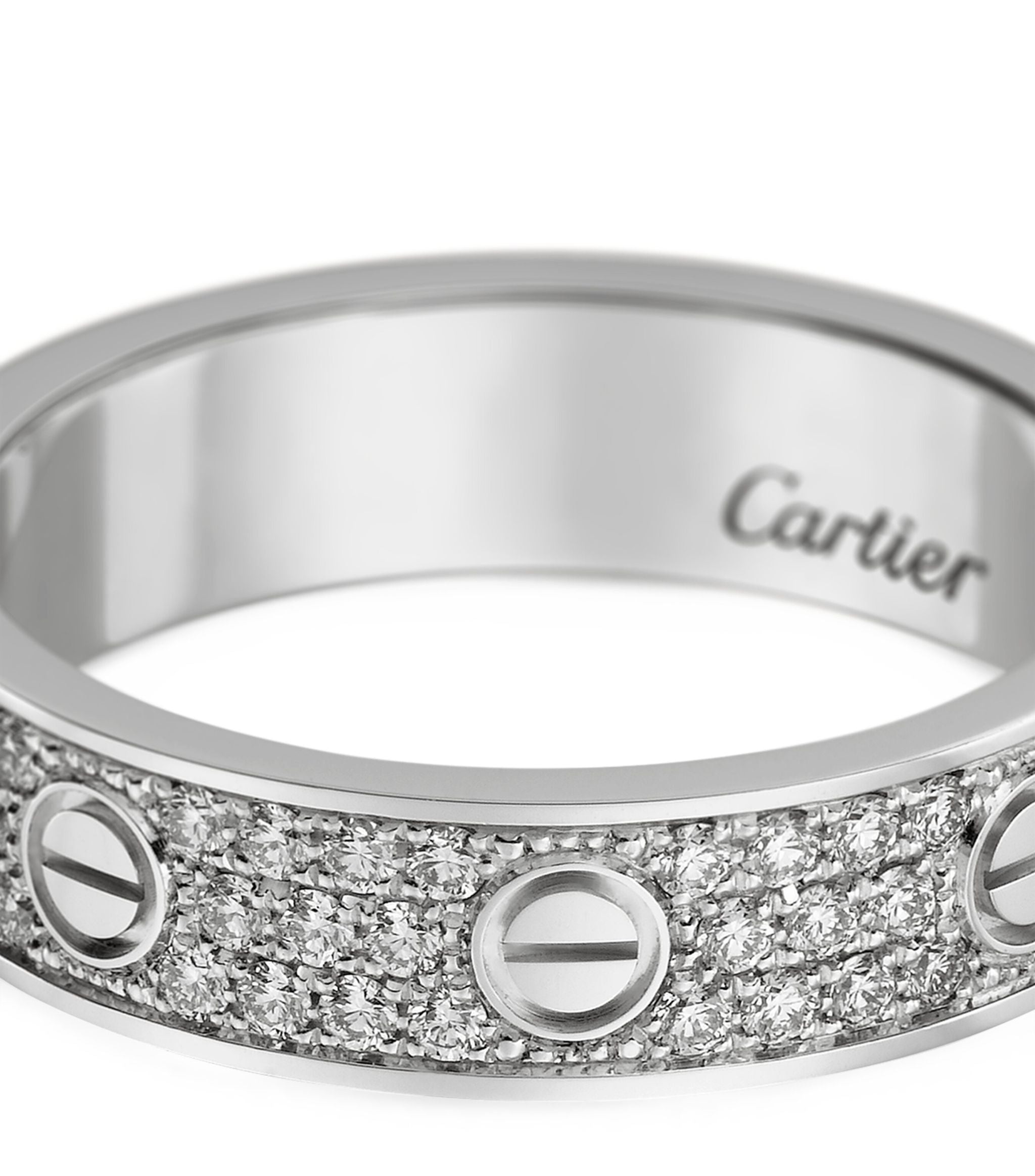 White Gold and Diamond-Paved LOVE Wedding Band GOODS Harrods   