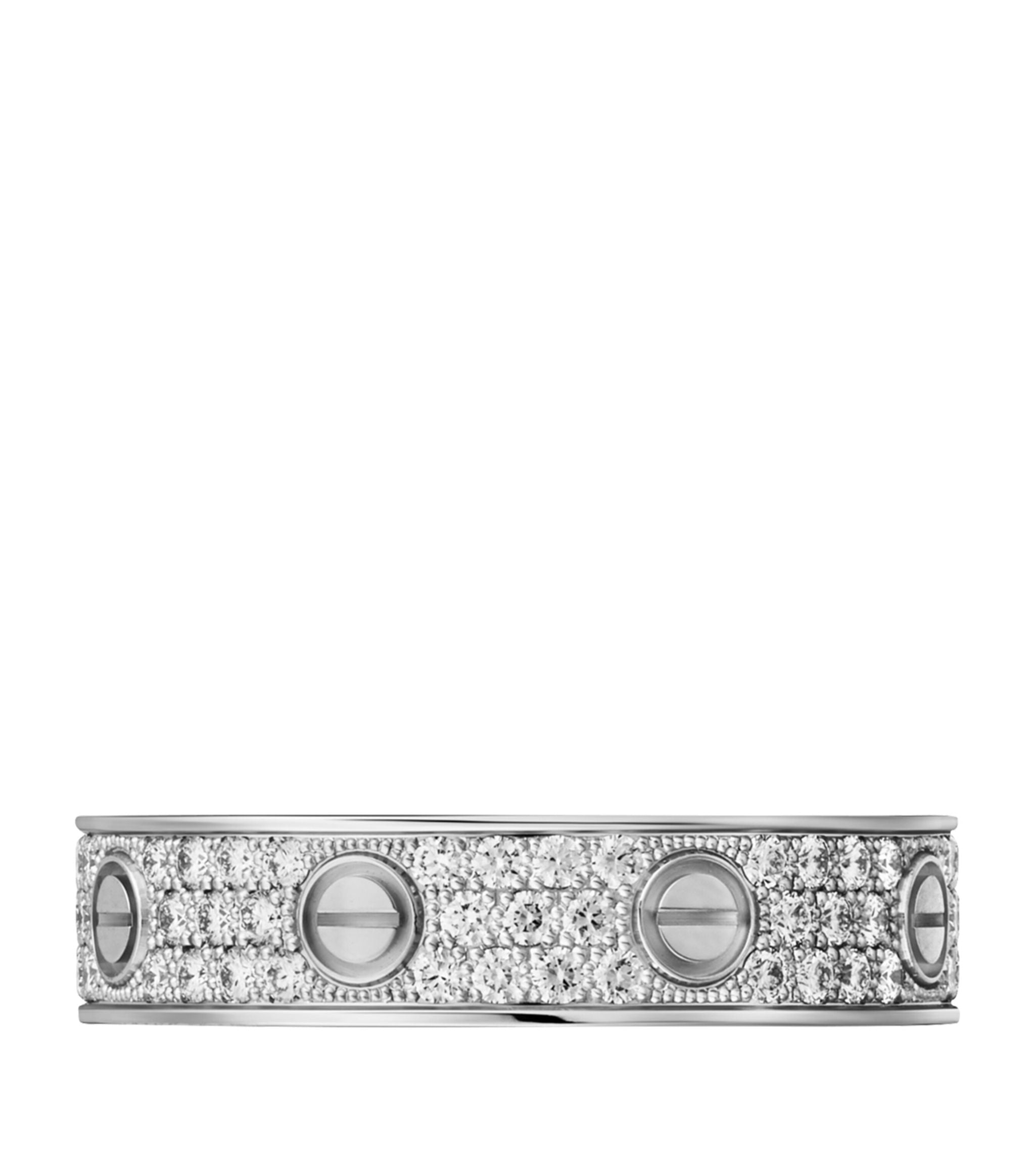 White Gold and Diamond-Paved LOVE Wedding Band GOODS Harrods   