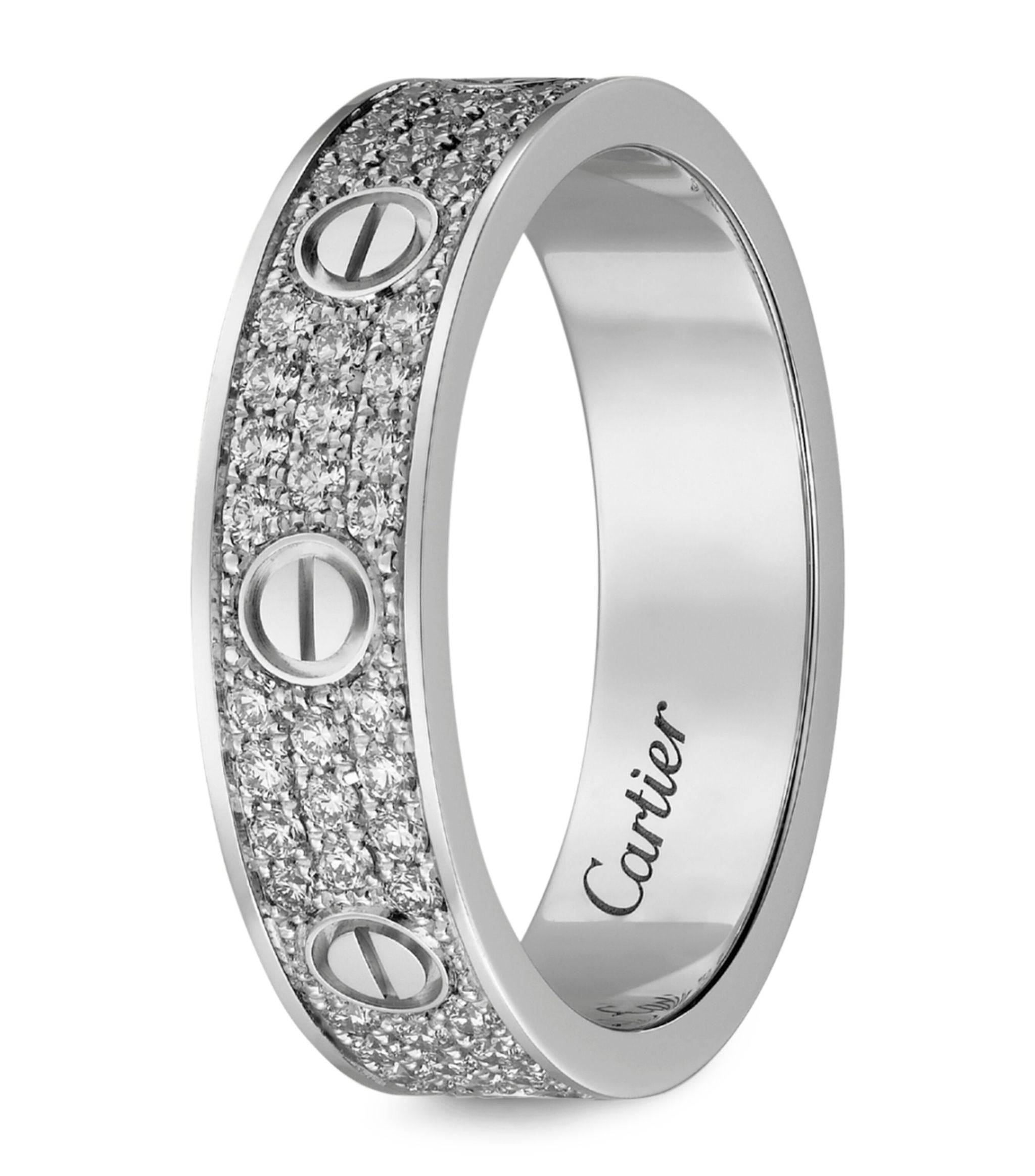 White Gold and Diamond-Paved LOVE Wedding Band GOODS Harrods   