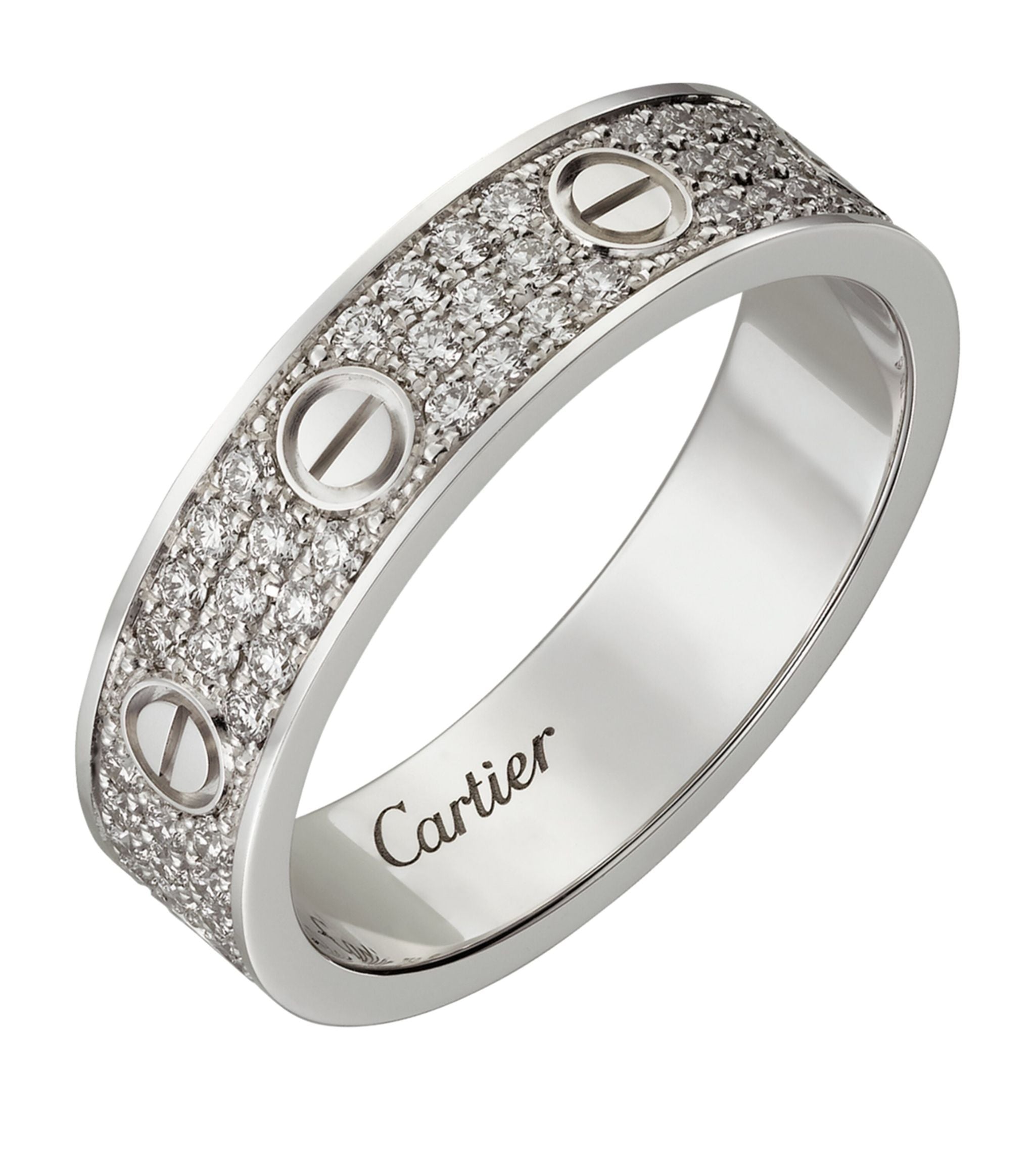 White Gold and Diamond-Paved LOVE Wedding Band GOODS Harrods   