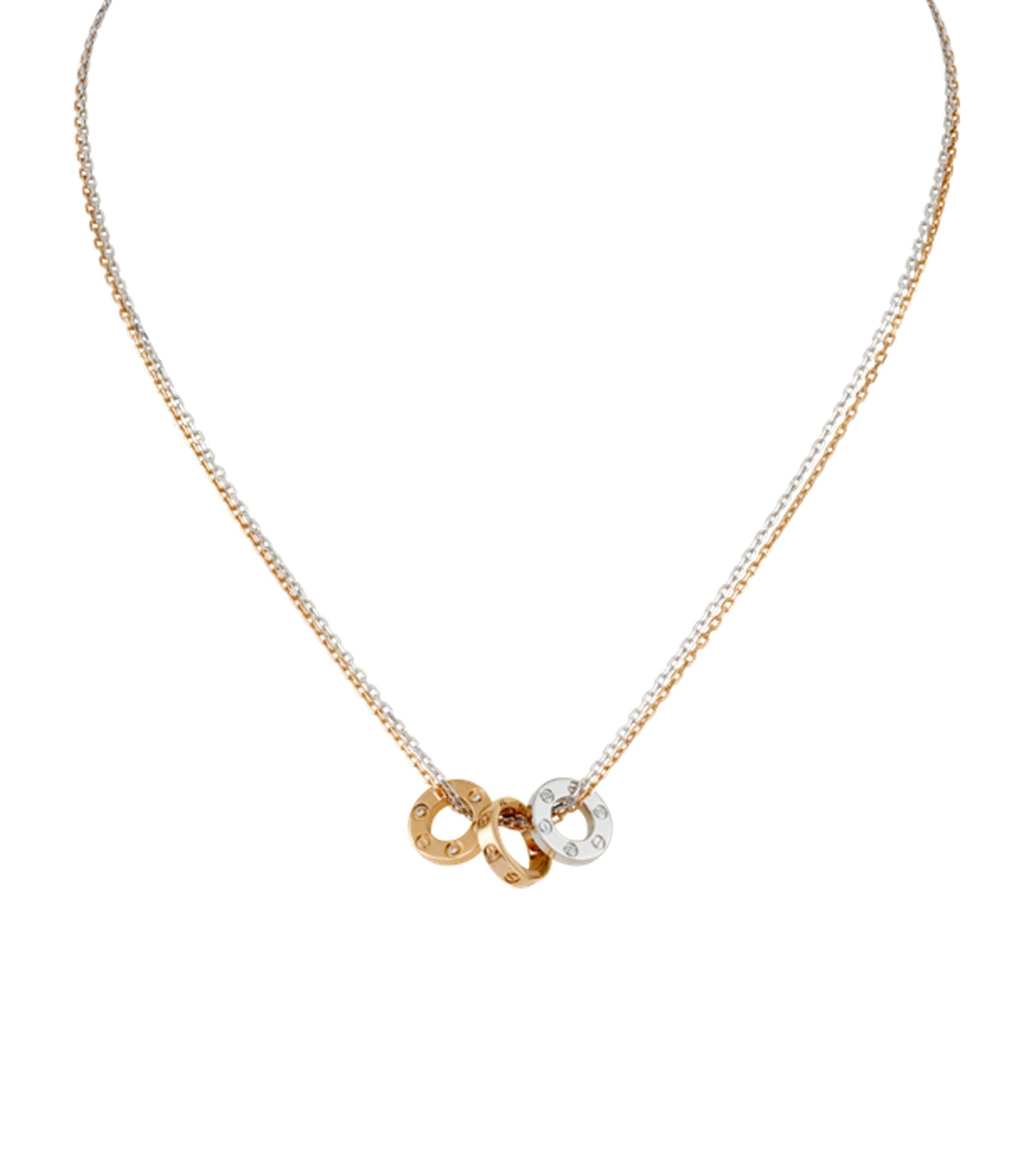 White, Rose Gold and Diamond LOVE Necklace GOODS Harrods   