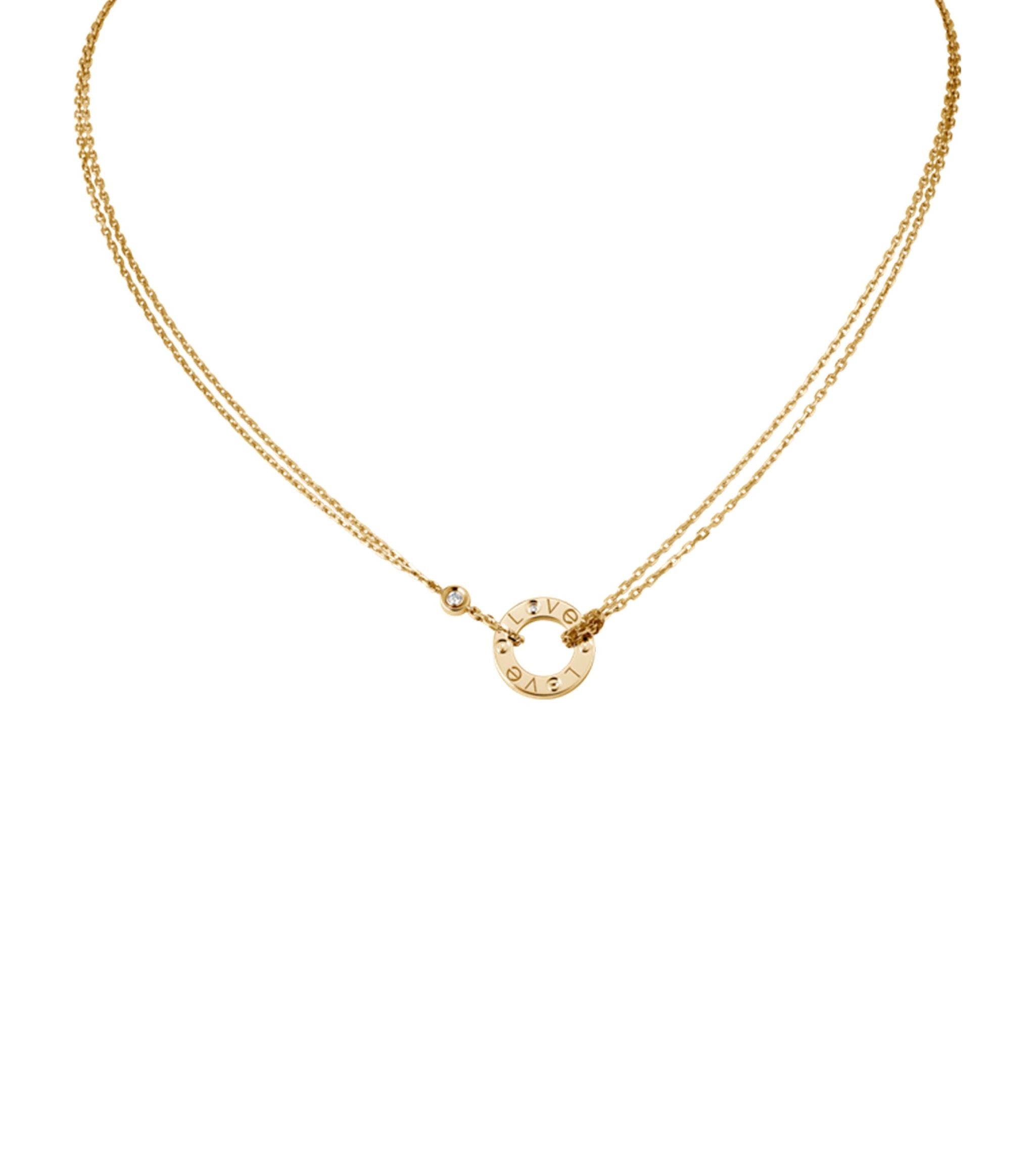 Yellow Gold and Diamond LOVE Double Chain Necklace GOODS Harrods   