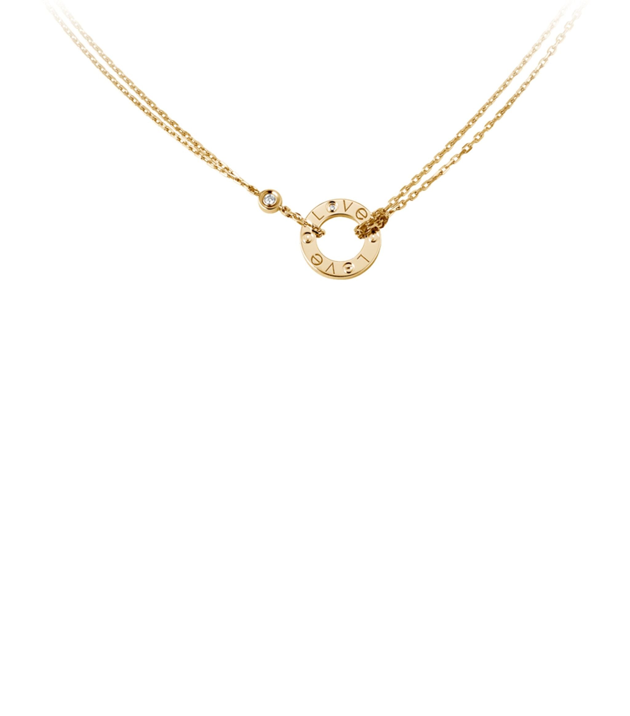 Yellow Gold and Diamond LOVE Double Chain Necklace GOODS Harrods   