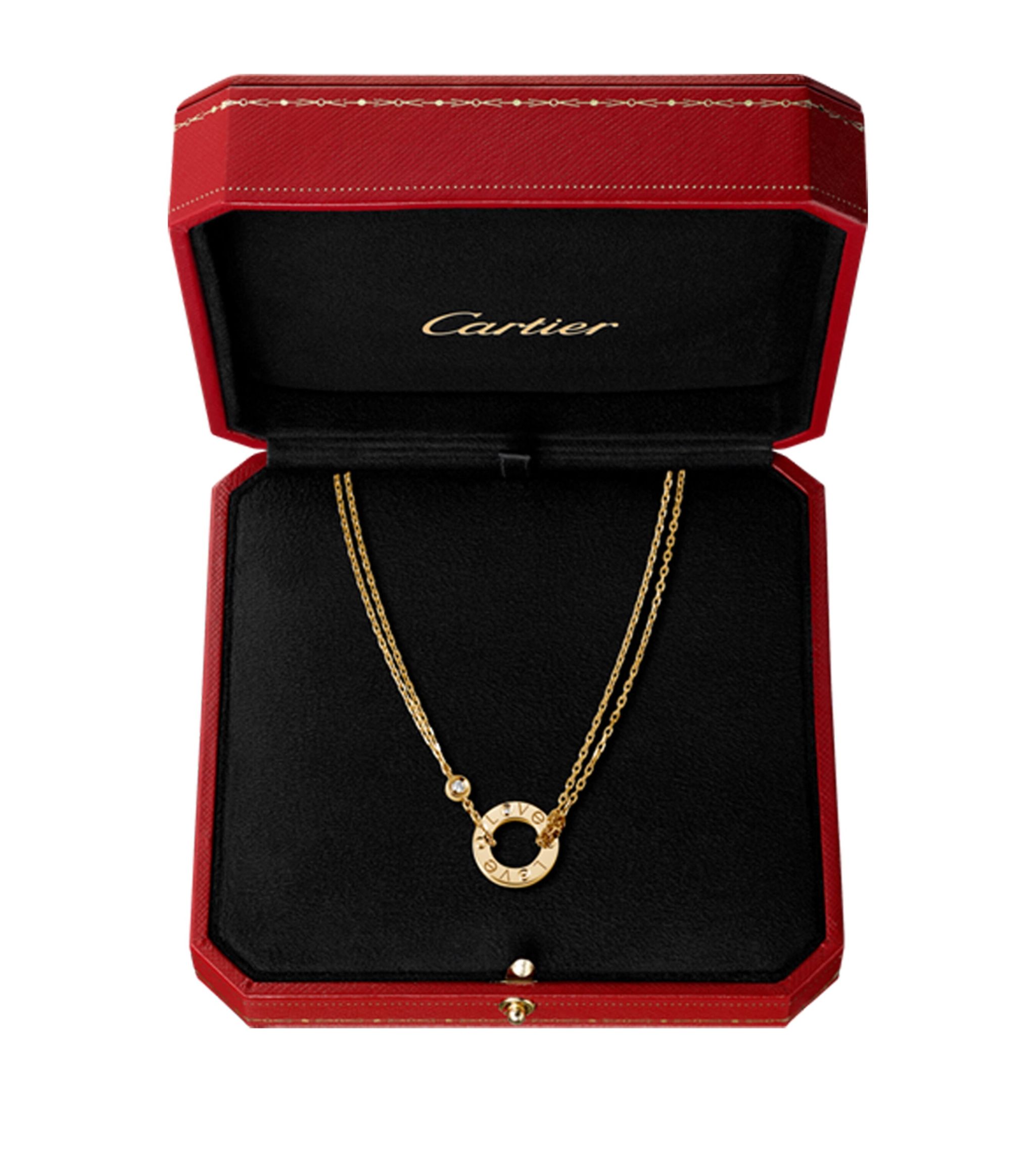 Yellow Gold and Diamond LOVE Double Chain Necklace GOODS Harrods   