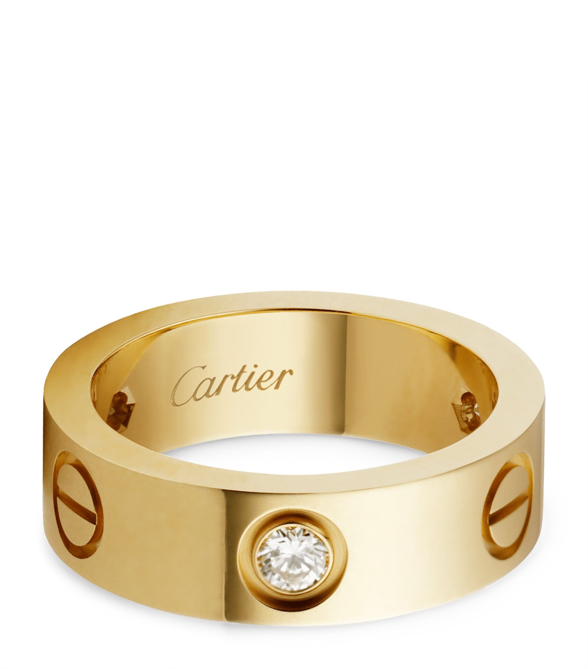 Yellow Gold and Diamond LOVE Ring GOODS Harrods   