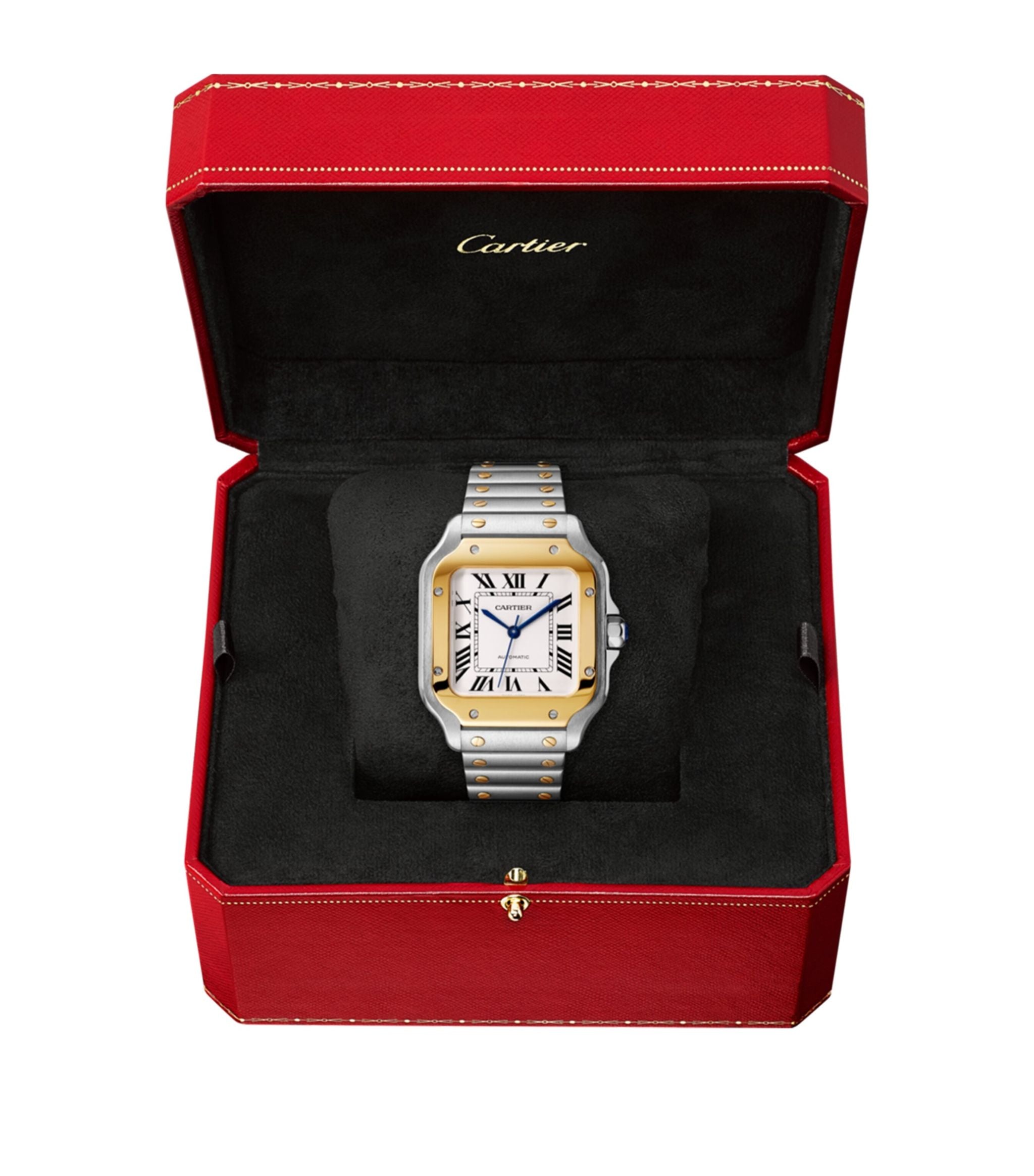 Yellow Gold and Stainless Steel Santos de Cartier Watch 35.1mm GOODS Harrods   