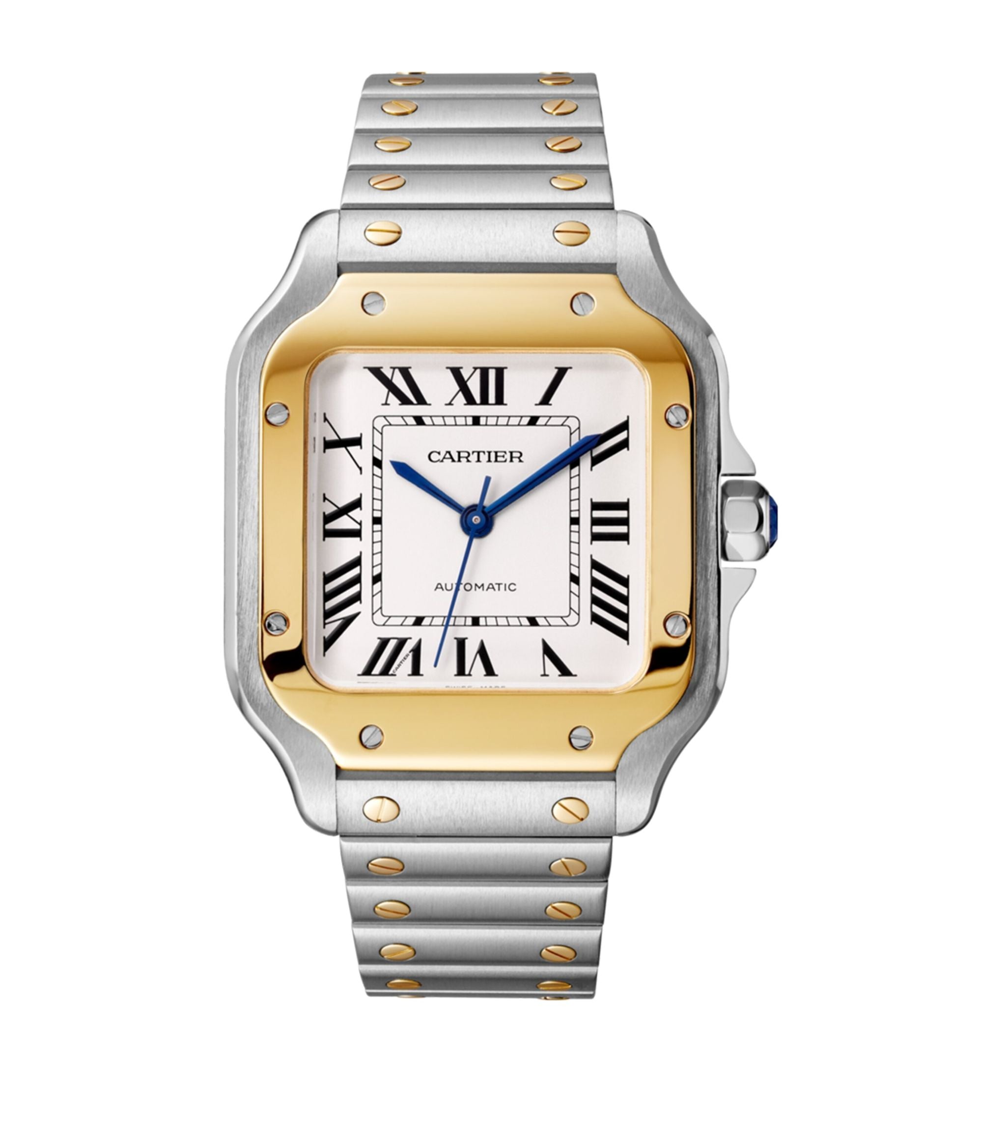 Yellow Gold and Stainless Steel Santos de Cartier Watch 35.1mm GOODS Harrods   