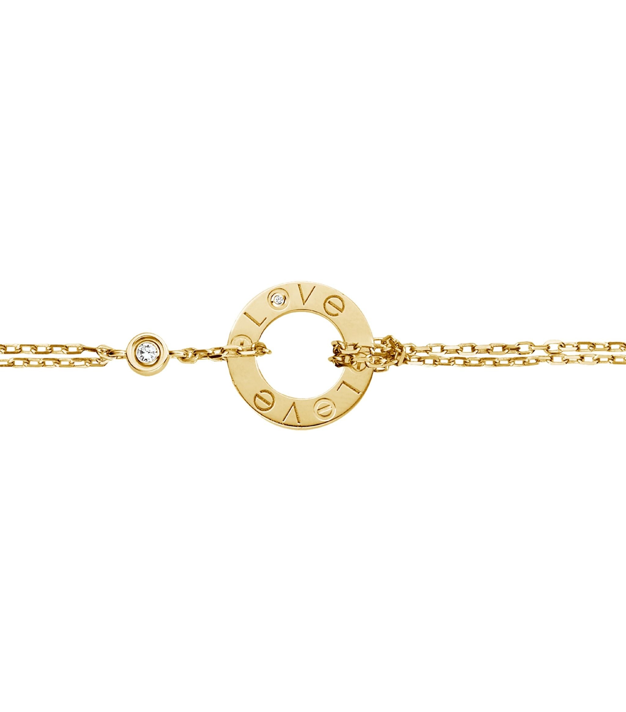 Yellow Gold Double Chain LOVE Bracelet GOODS Harrods   