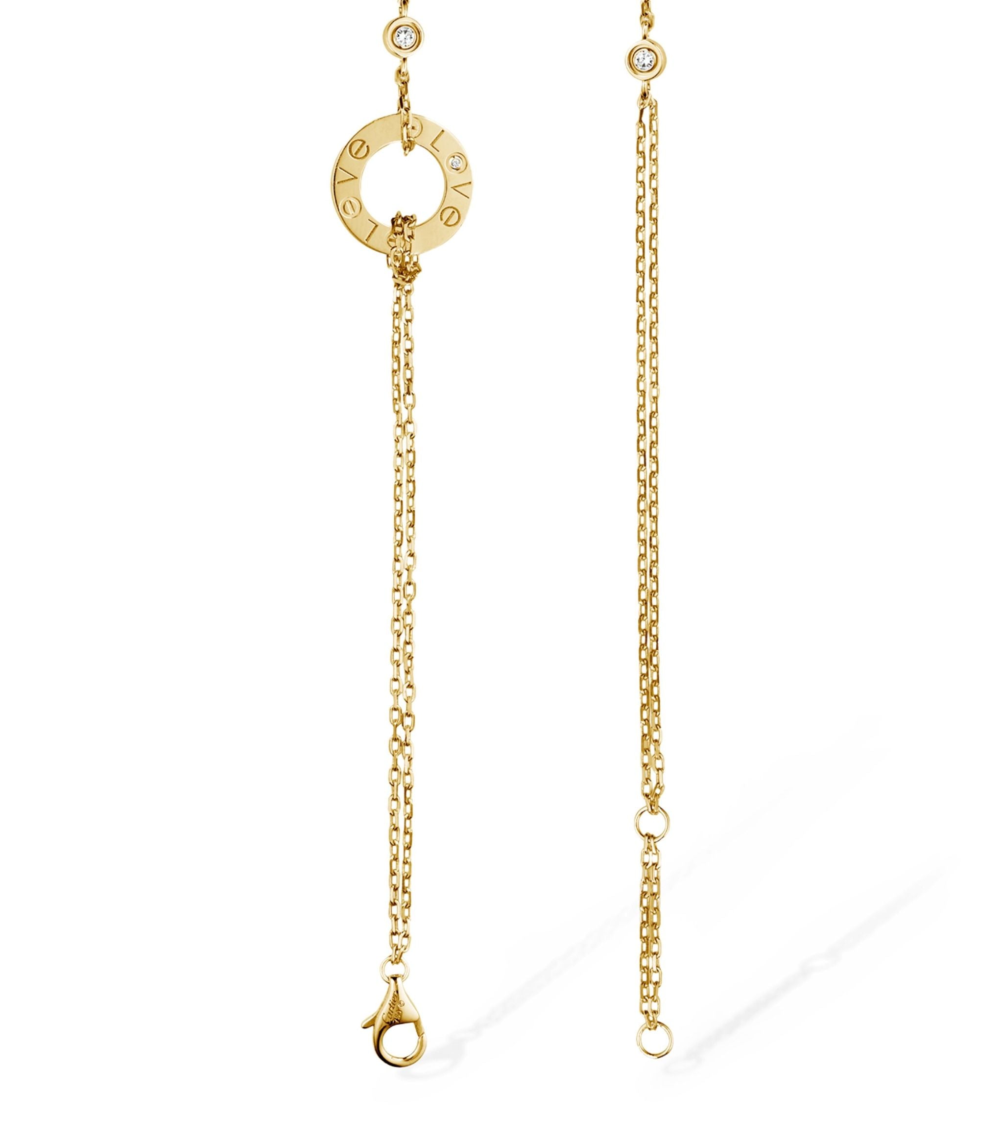 Yellow Gold Double Chain LOVE Bracelet GOODS Harrods   