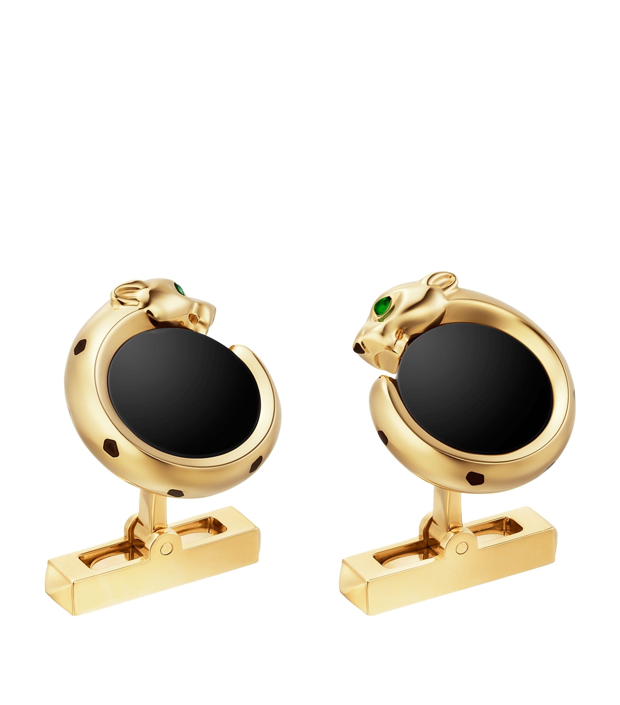 Yellow Gold Tsavorite and Onyx Cufflinks GOODS Harrods   