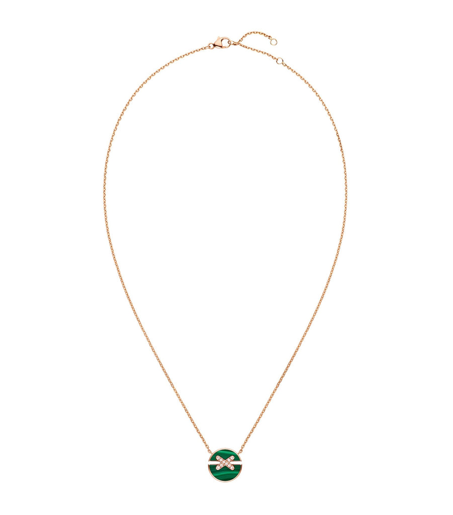 Small Rose Gold, Malachite and Diamond Harmony Pendant Necklace