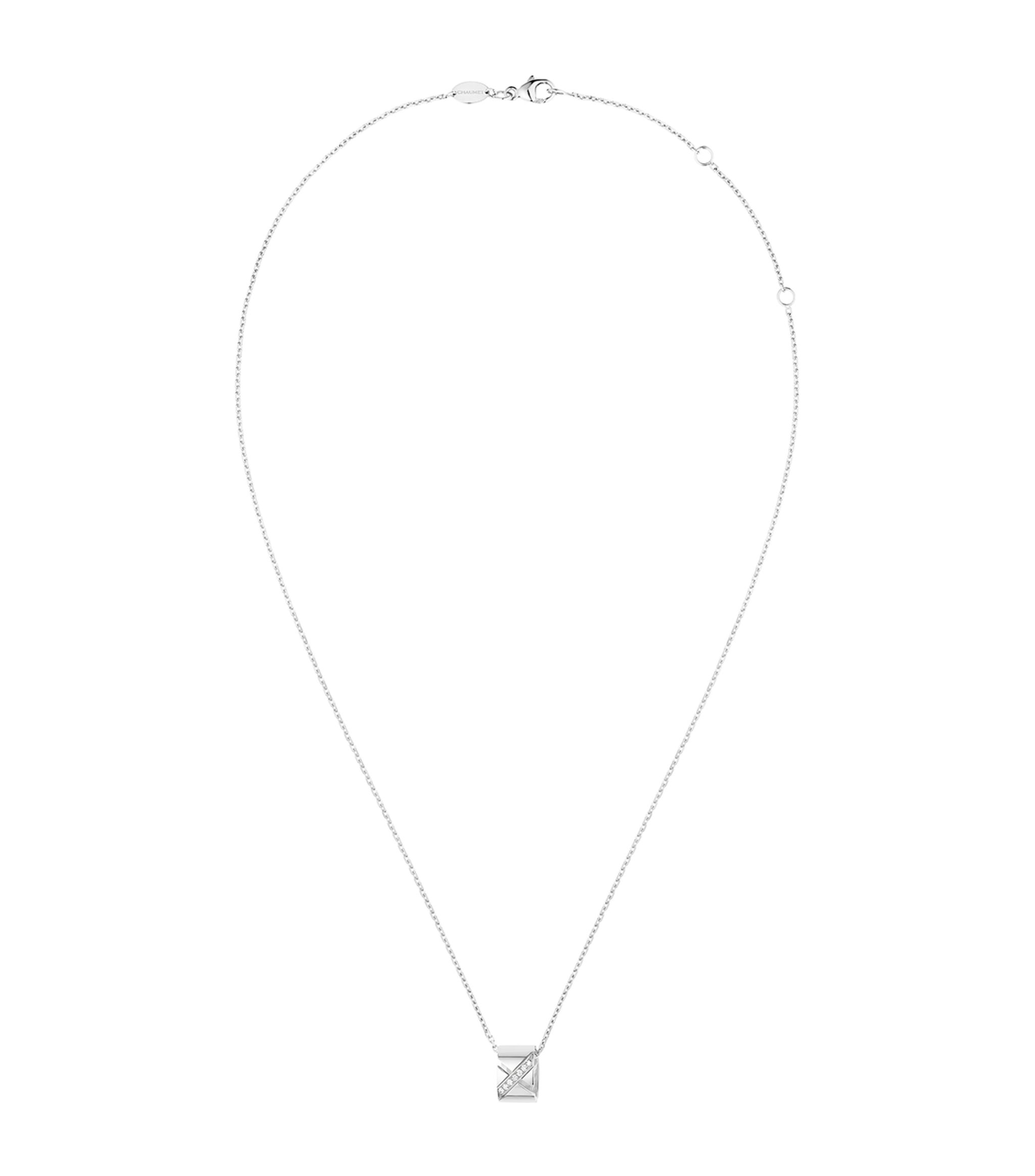 White Gold and Diamond Liens Pendant Necklace GOODS Harrods   