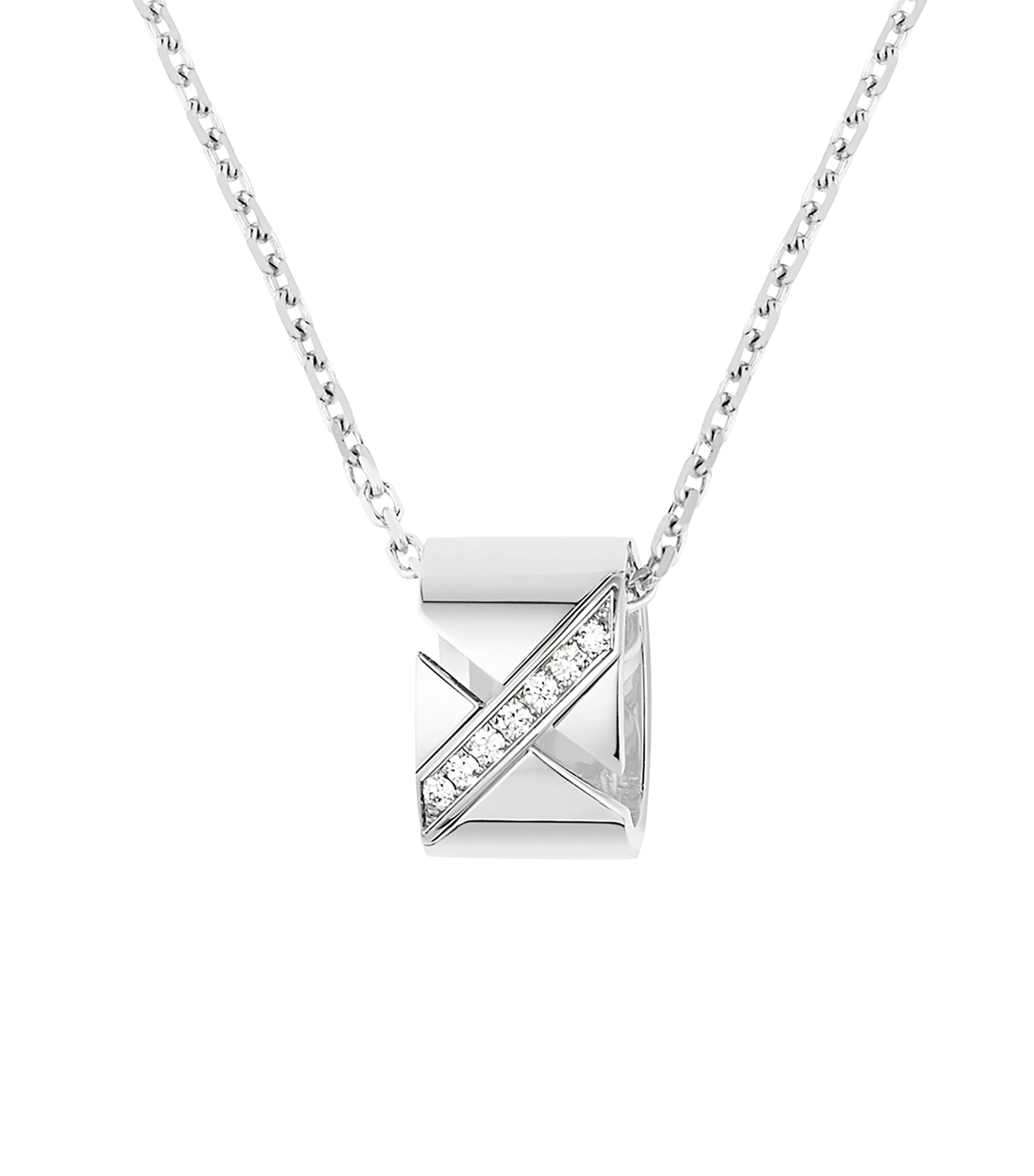 White Gold and Diamond Liens Pendant Necklace GOODS Harrods   