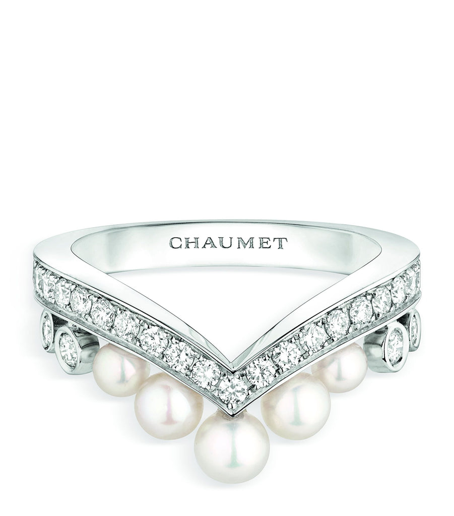 White Gold, Diamond and Pearl Joséphine Aigrette Ring