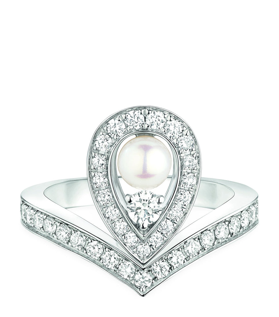 White Gold, Diamond and Pearl Joséphine Aigrette Ring