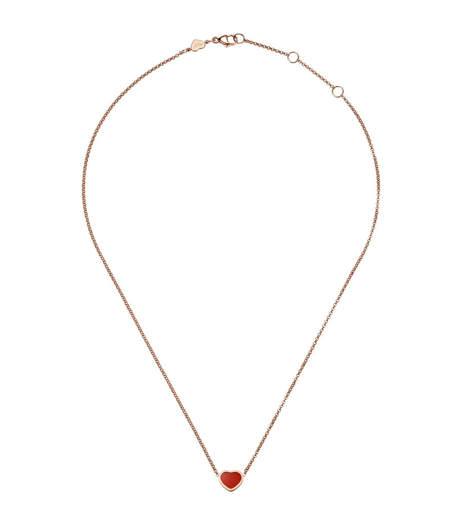 Rose Gold and Carnelian Happy Hearts Pendant Necklace