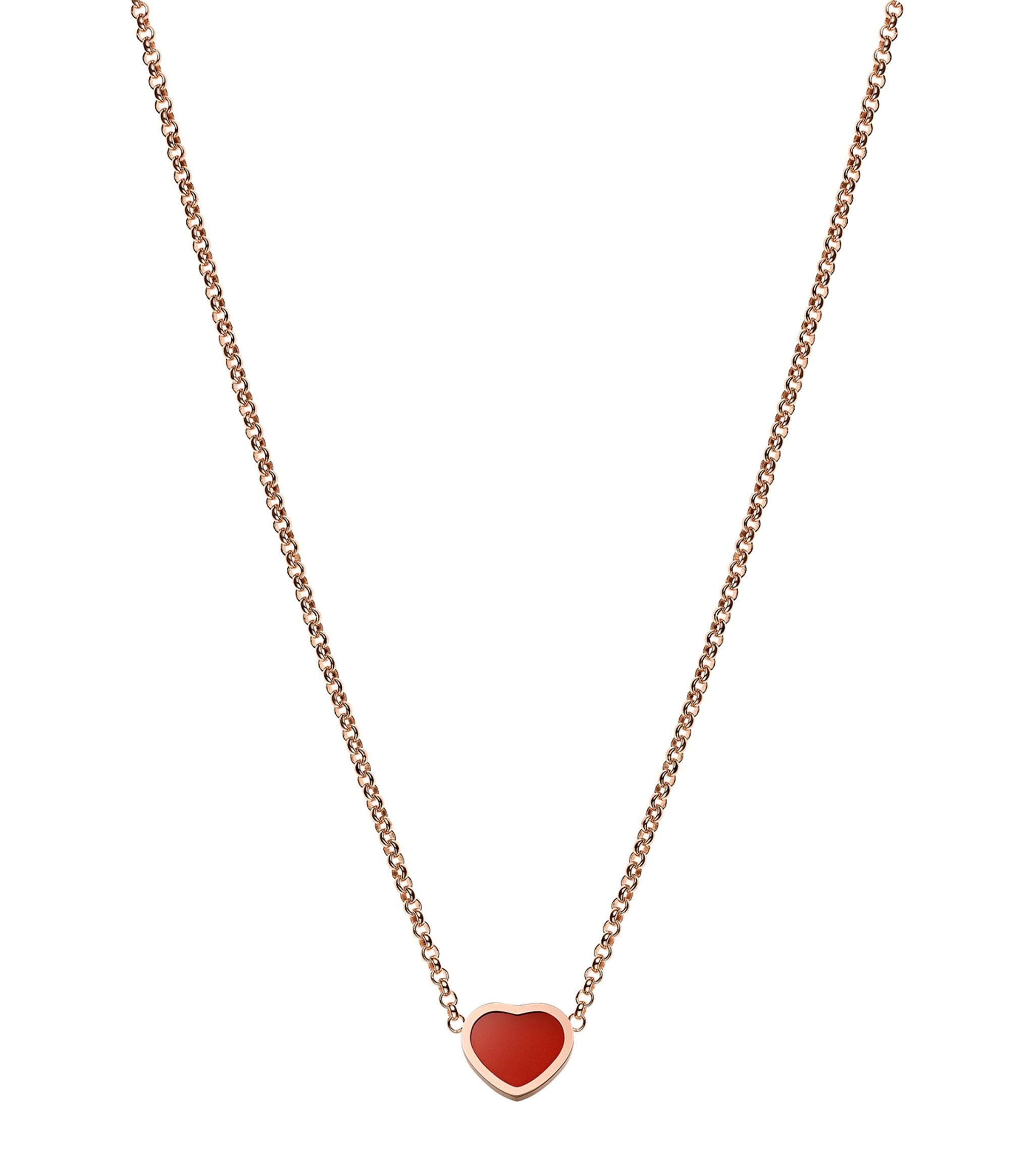 Rose Gold and Carnelian Happy Hearts Pendant Necklace Miscellaneous Harrods   