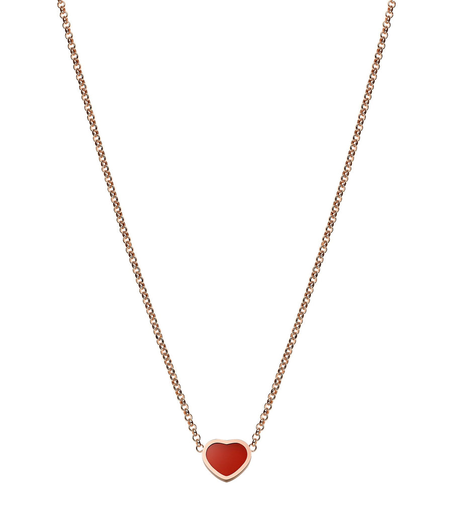 Rose Gold and Carnelian Happy Hearts Pendant Necklace