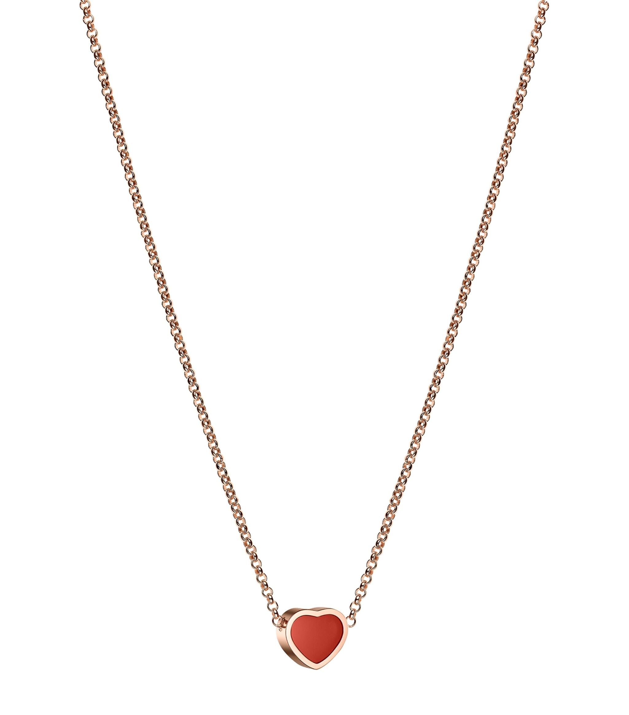 Rose Gold and Carnelian Happy Hearts Pendant Necklace Miscellaneous Harrods   