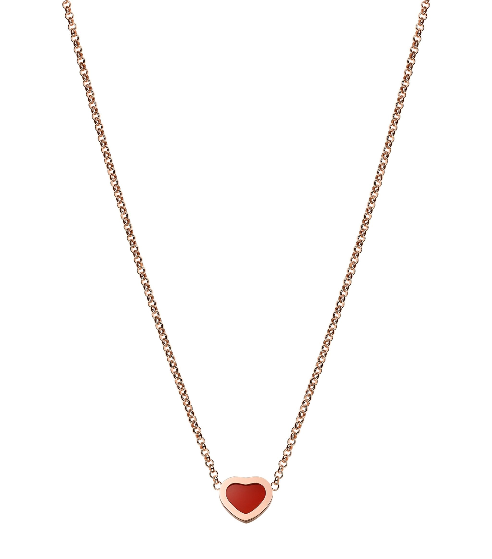 Rose Gold and Carnelian Happy Hearts Pendant Necklace Miscellaneous Harrods   