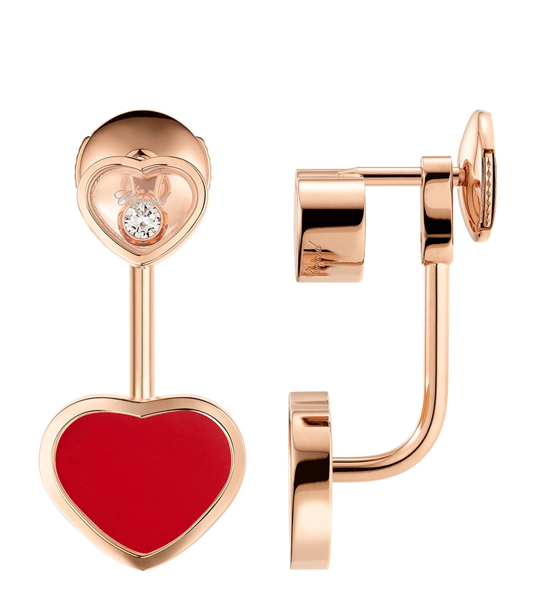 Rose Gold and Diamond Happy Hearts Earrings GOODS Harrods   