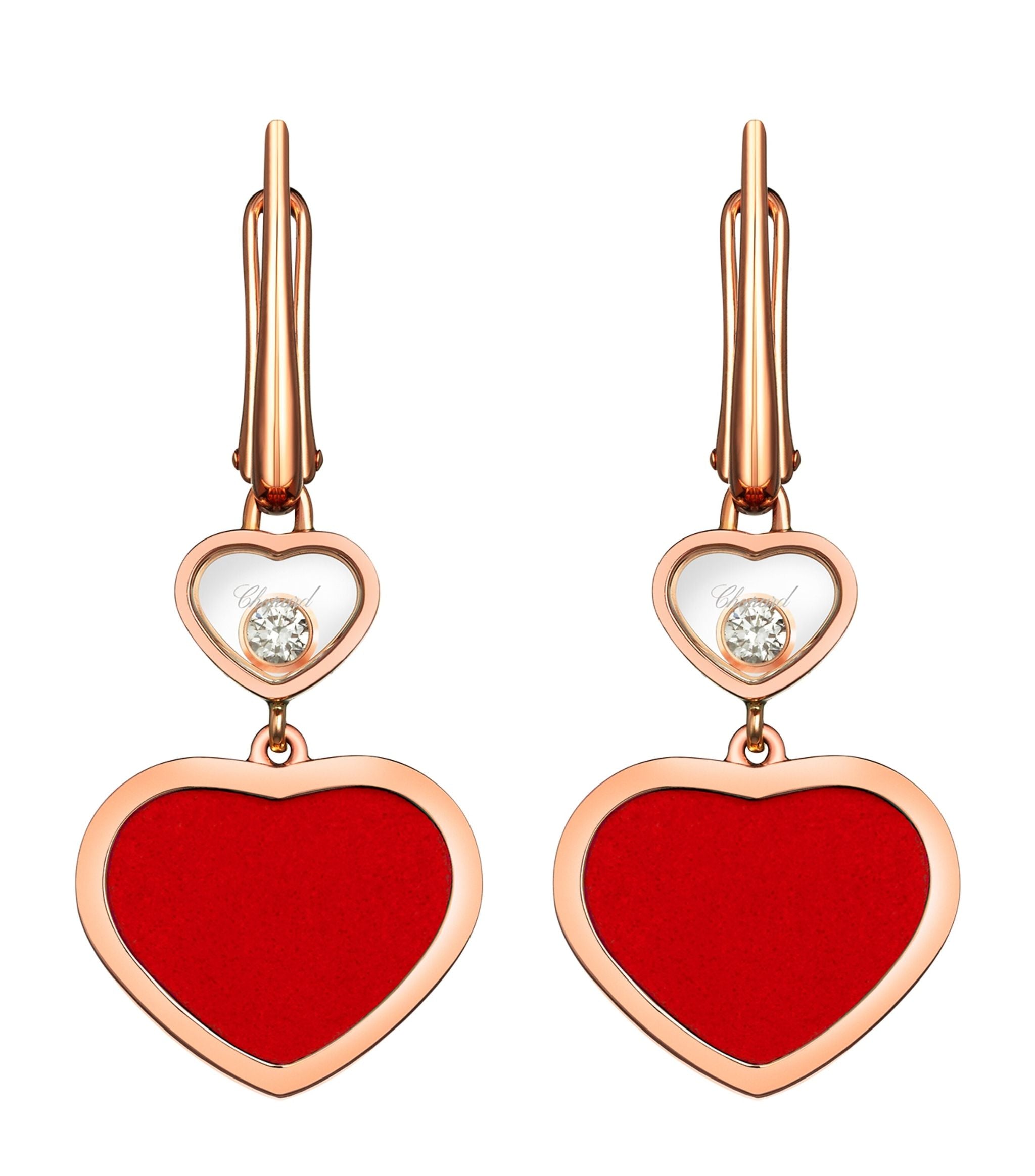 Rose Gold and Diamond Happy Hearts Earrings GOODS Harrods   