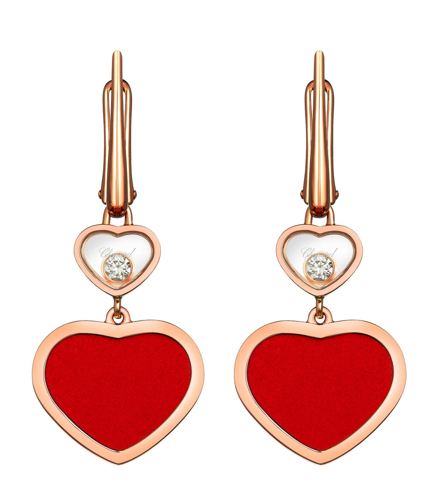 Rose Gold and Diamond Happy Hearts Earrings