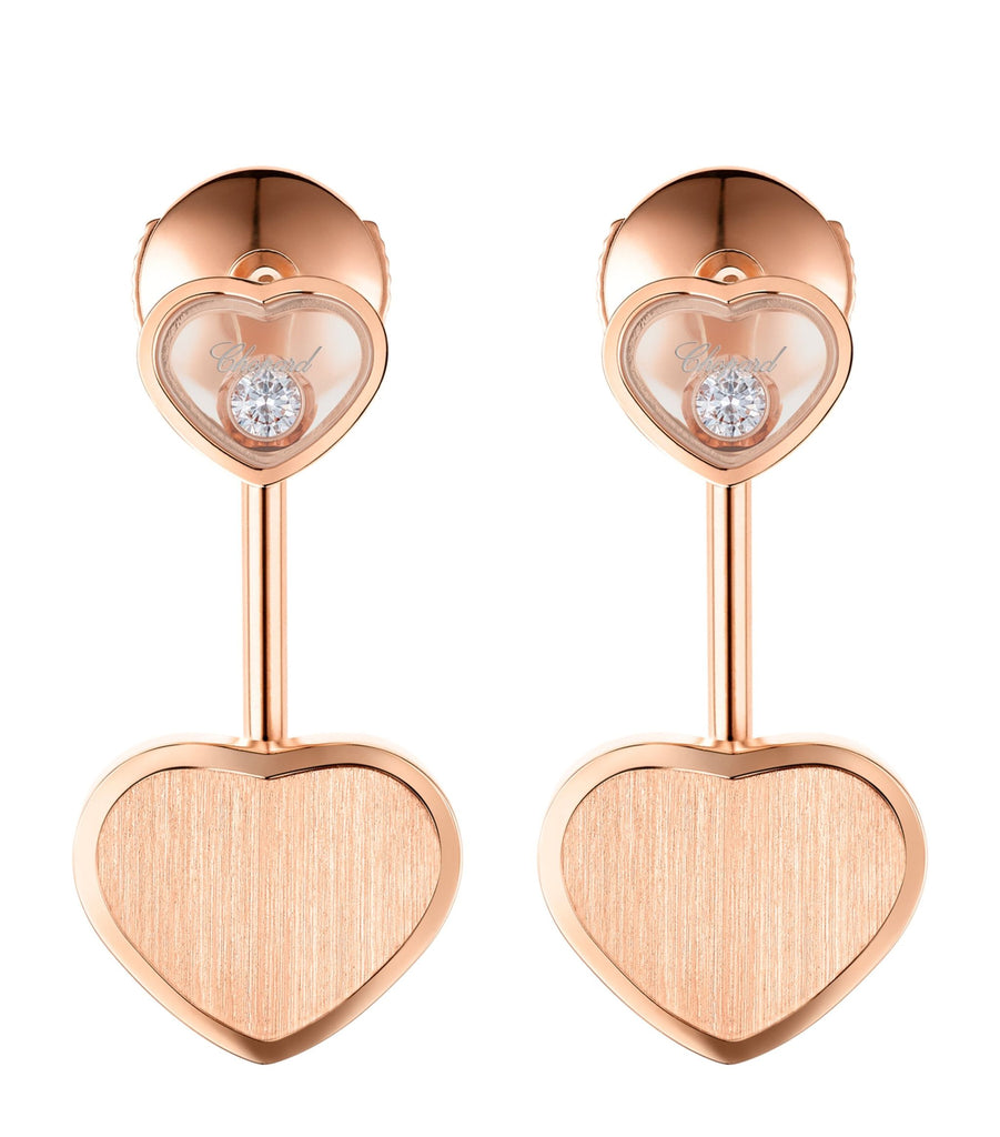 Rose Gold and Diamond Happy Hearts Golden Hearts Earrings