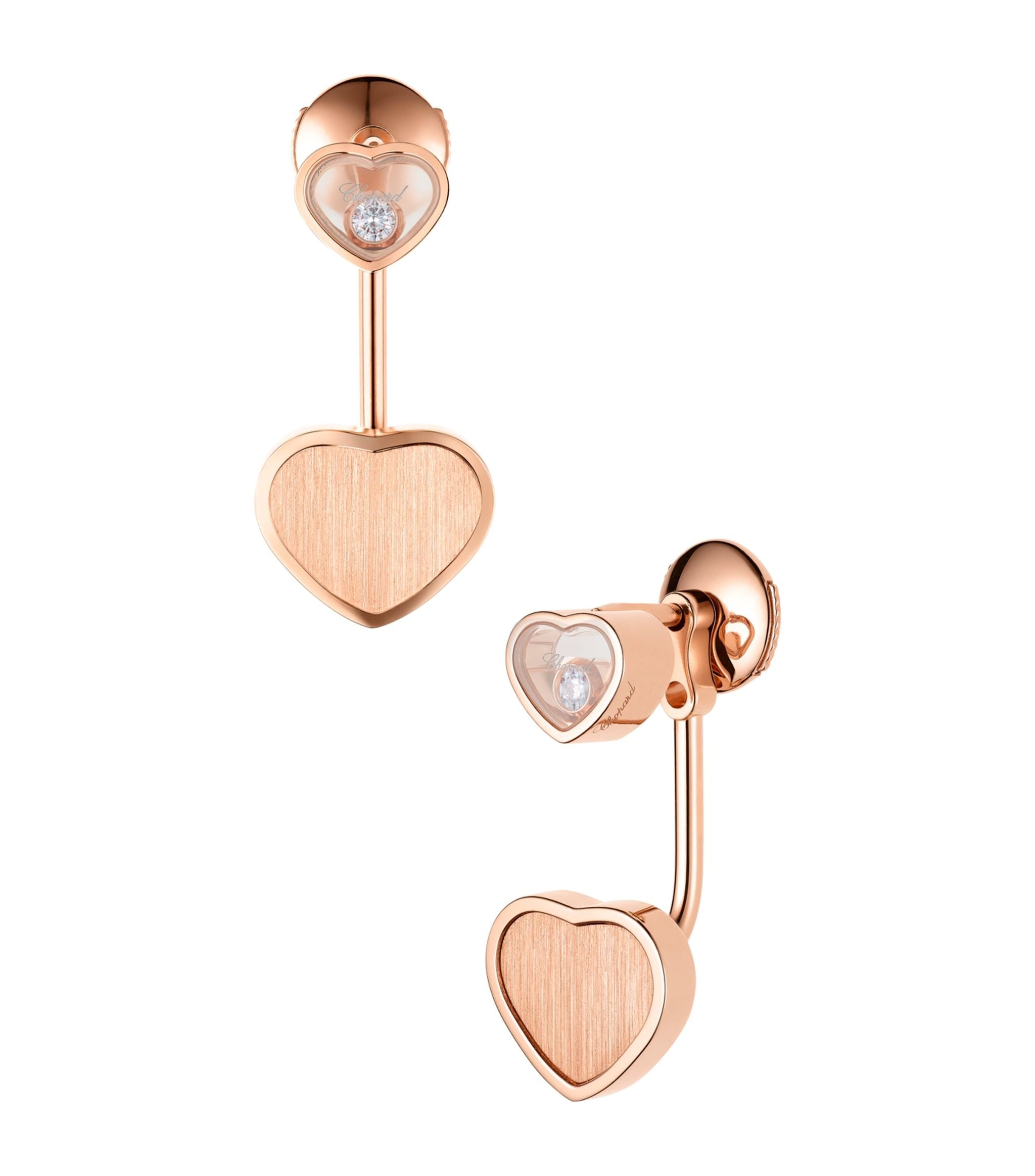 Rose Gold and Diamond Happy Hearts Golden Hearts Earrings GOODS Harrods   