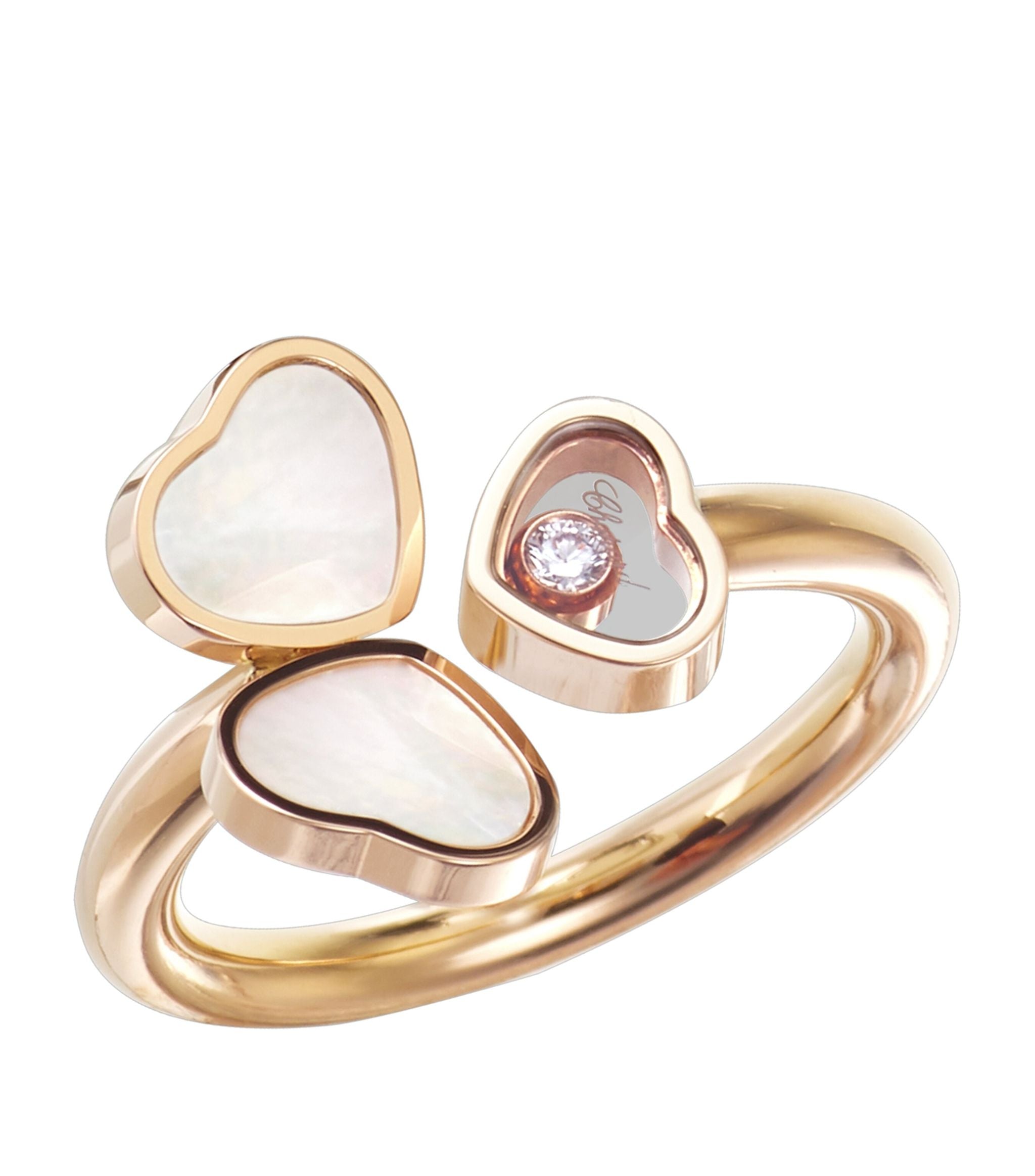 Rose Gold and Diamond Happy Hearts Ring GOODS Harrods   