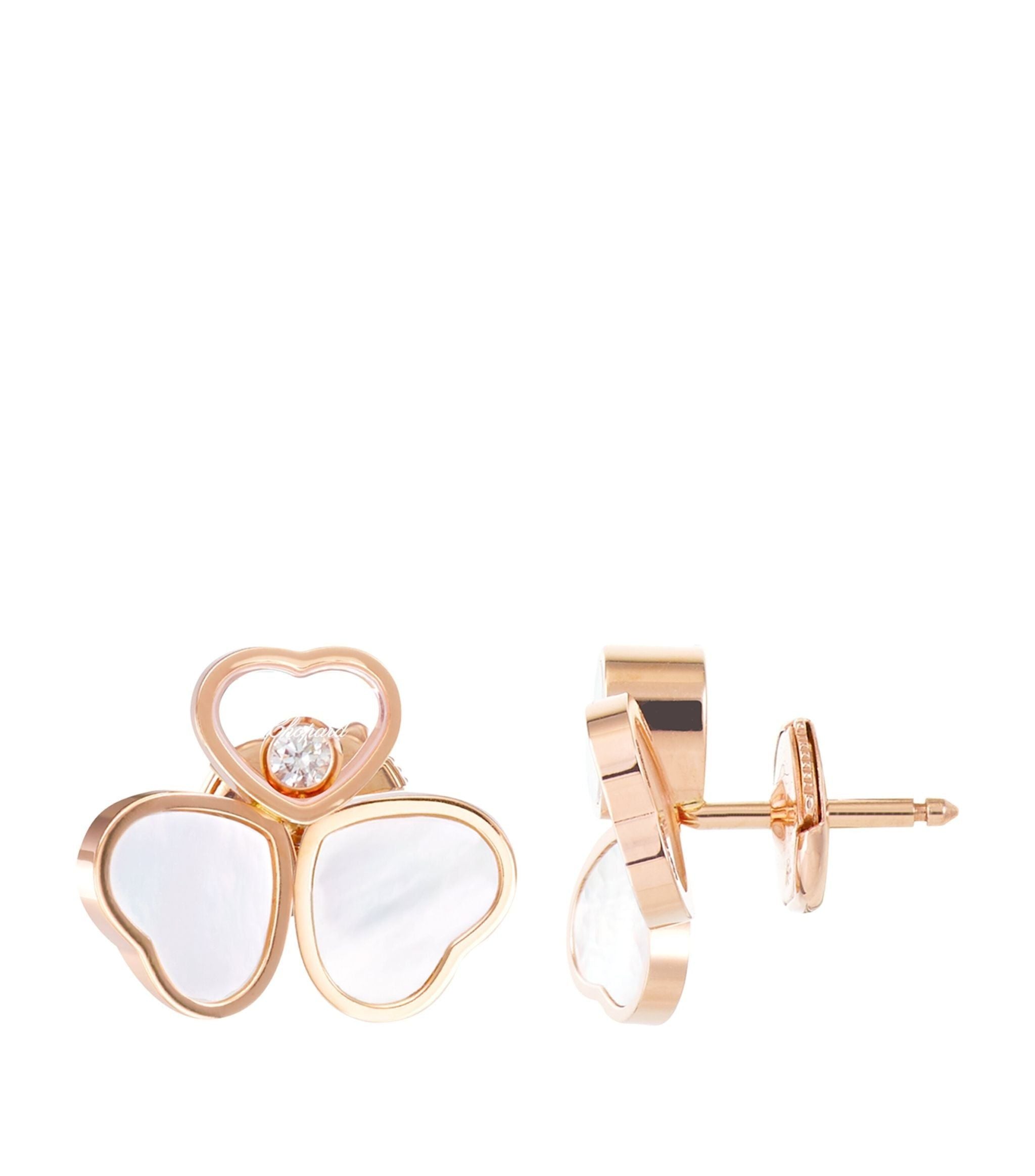 Rose Gold and Diamond Happy Hearts Wings Earrings GOODS Harrods   