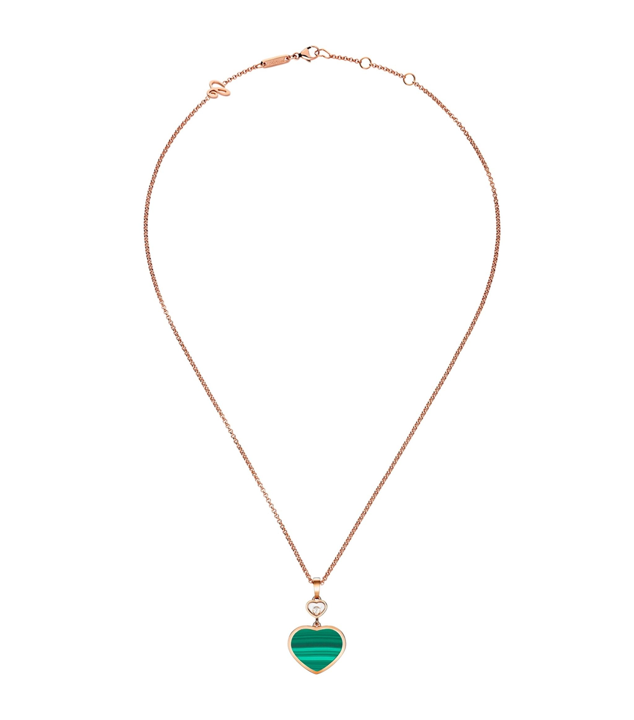 Rose Gold, Diamond and Malachite Happy Hearts Necklace Miscellaneous Harrods   