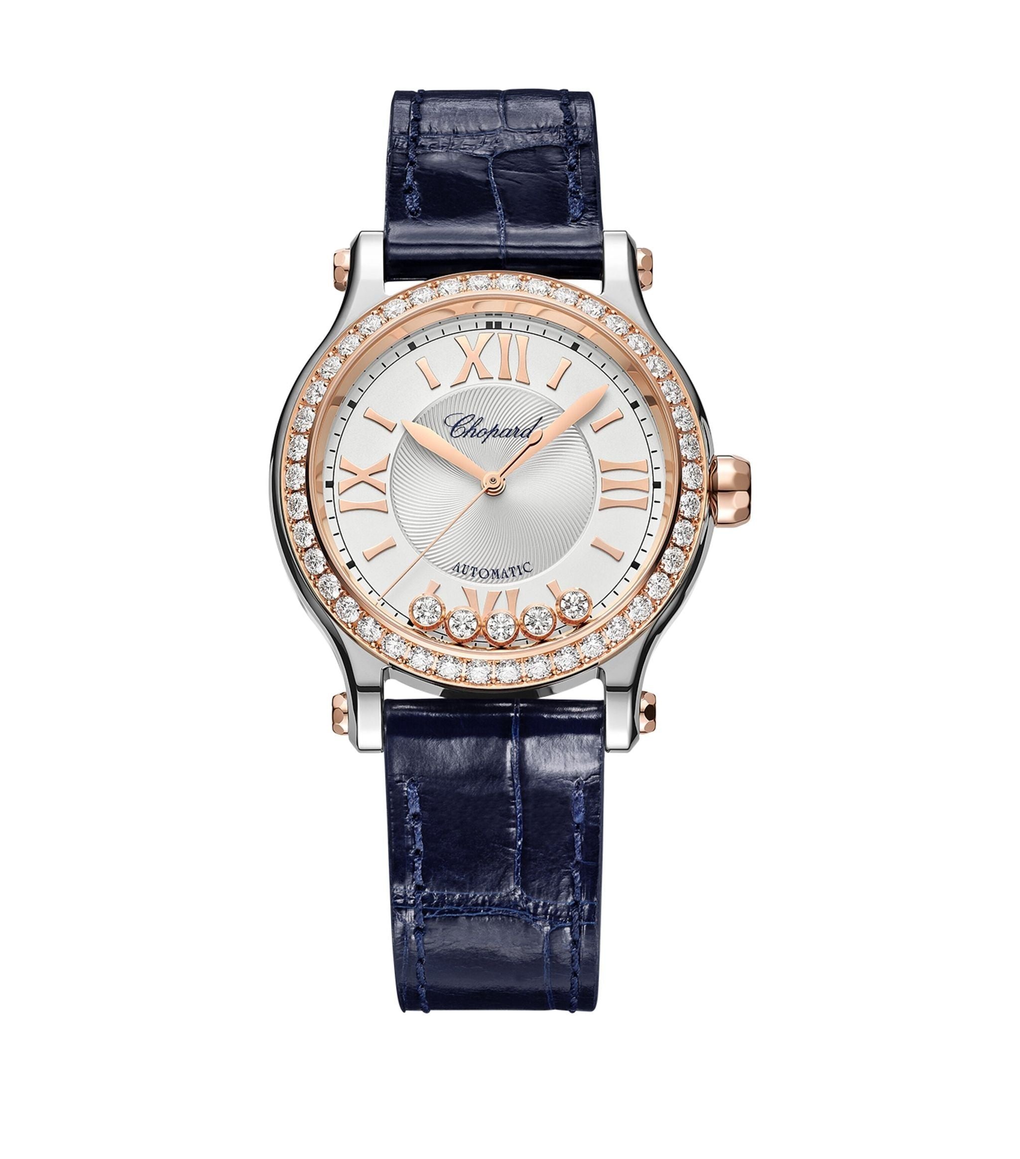 Rose Gold, Stainless Steel and Diamond Happy Sport Automatic Watch 33mm GOODS Harrods   