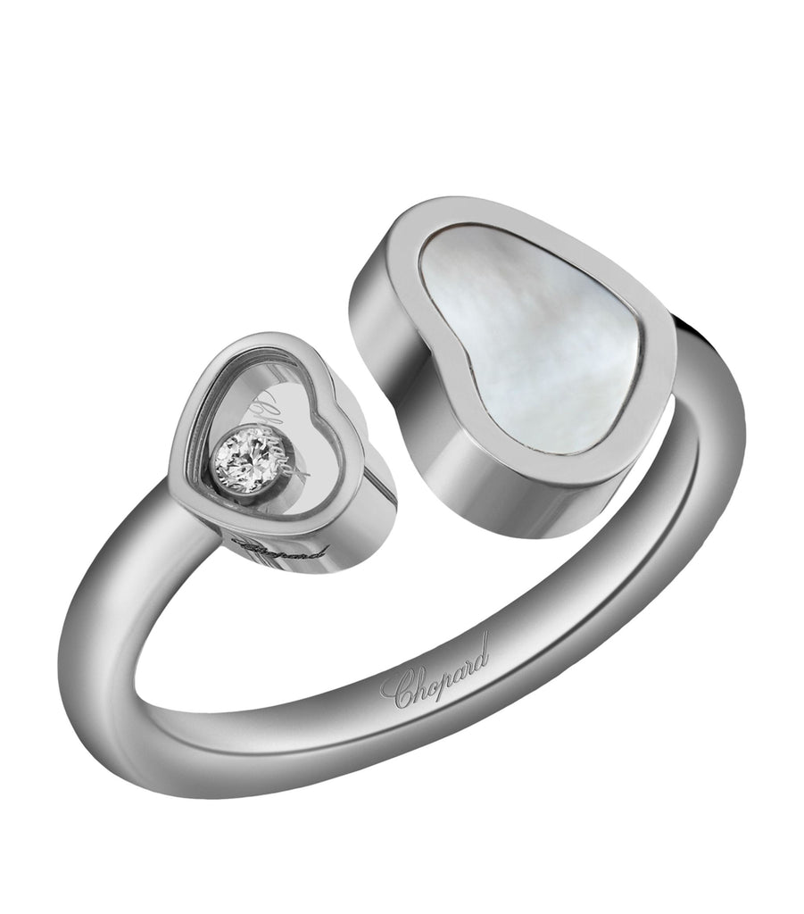 White Gold and Diamond Happy Hearts Ring