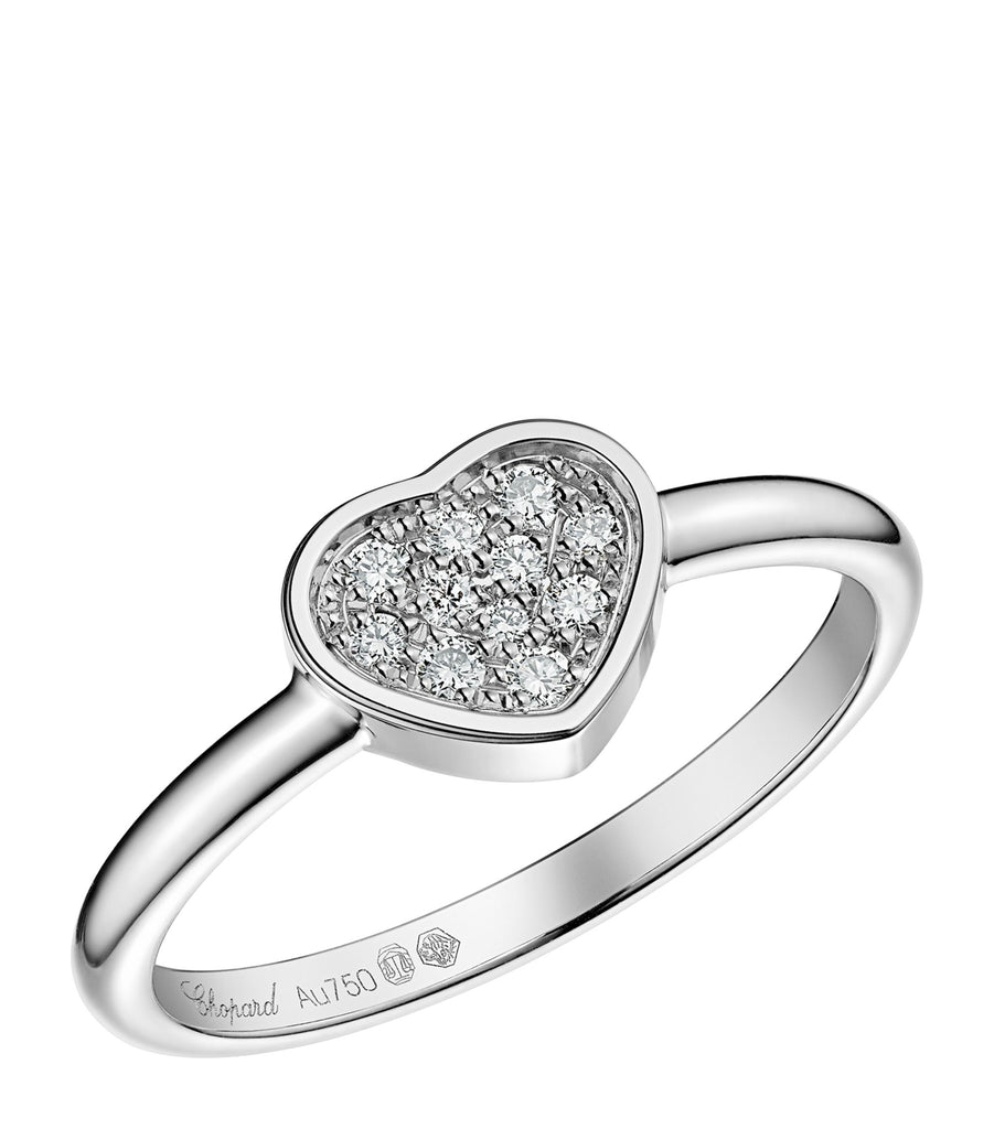 White Gold and Diamond Happy Hearts Ring