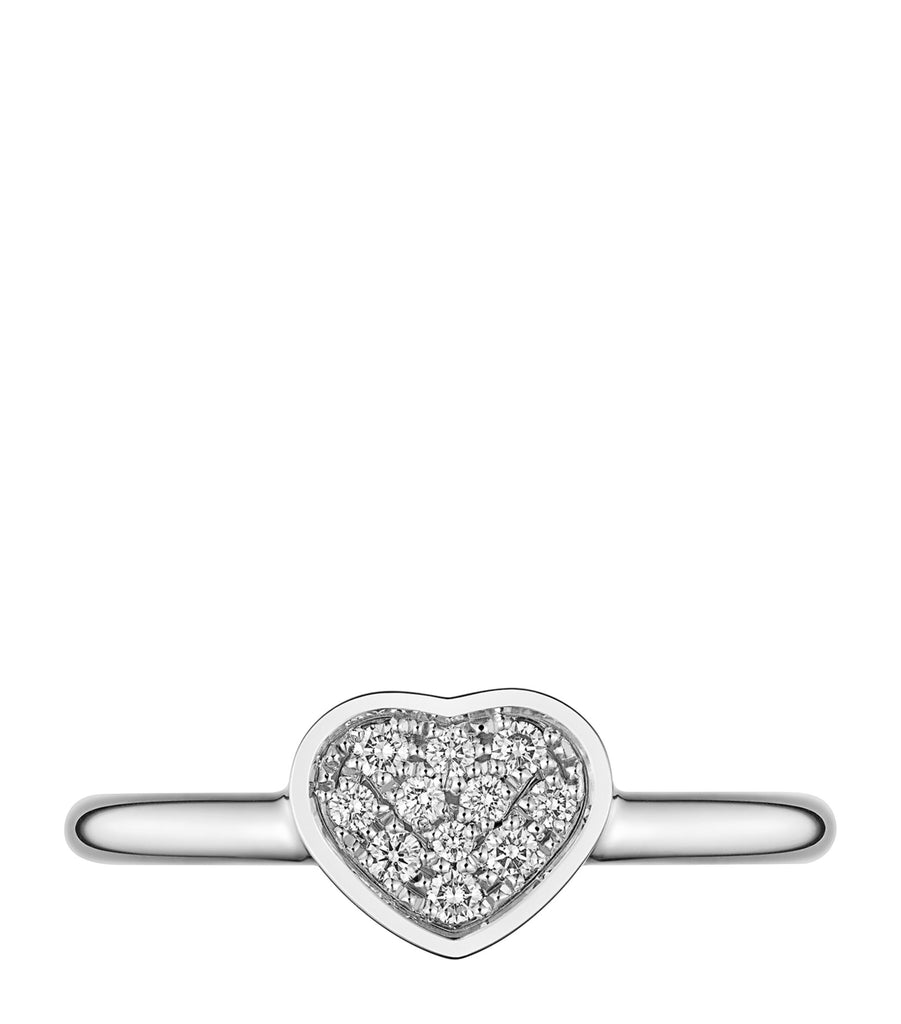 White Gold and Diamond Happy Hearts Ring