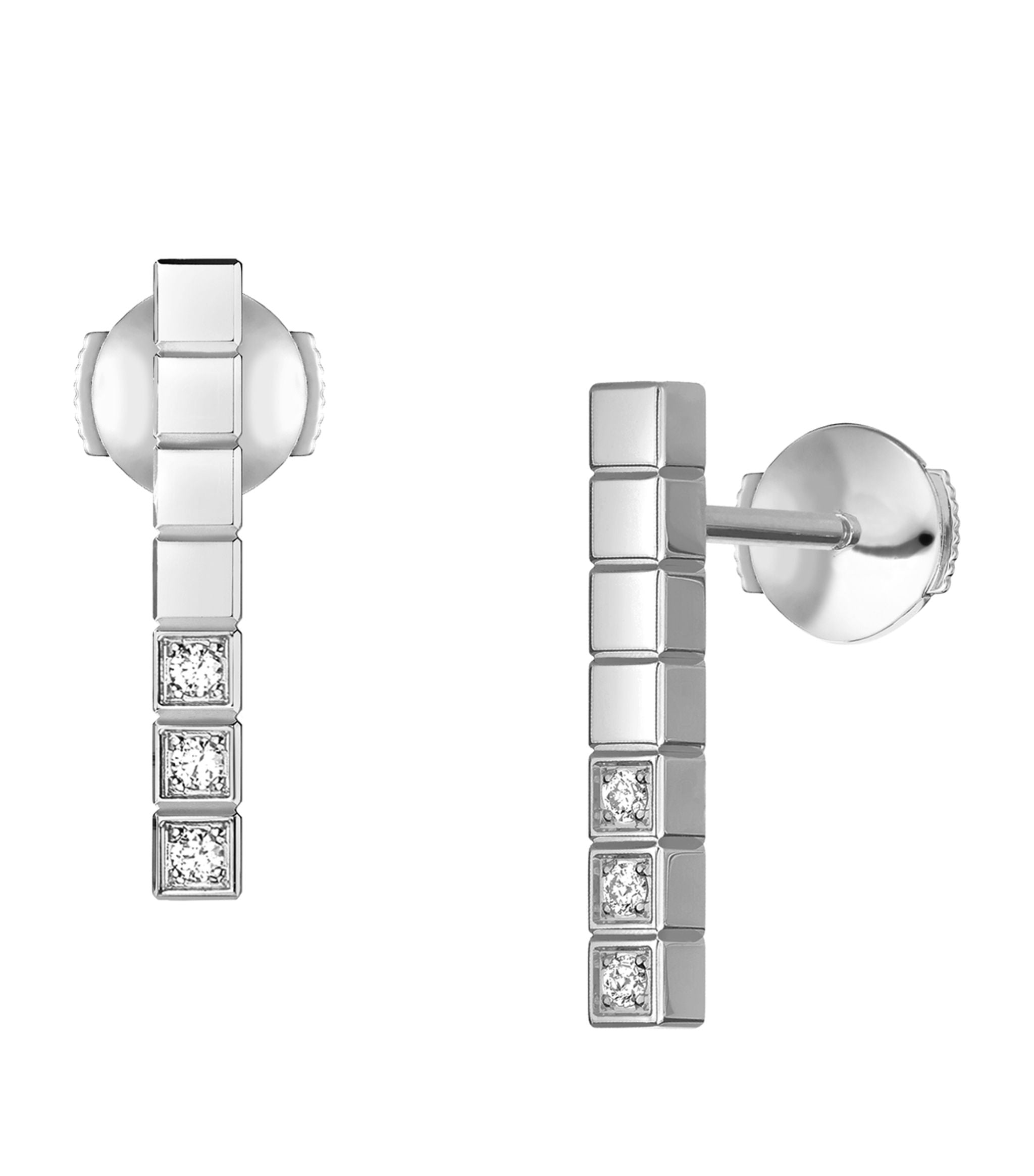 White Gold and Diamond Ice Cube Pure Earrings GOODS Harrods   