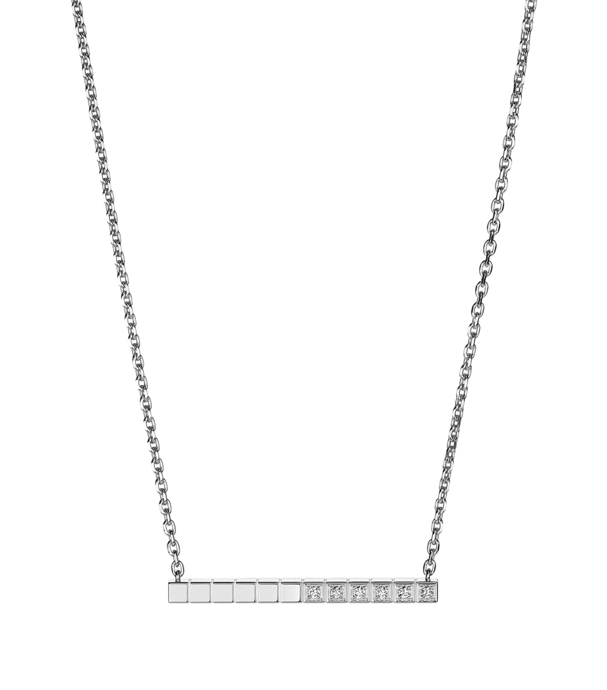 White Gold and Diamond Ice Cube Pure Necklace GOODS Harrods   