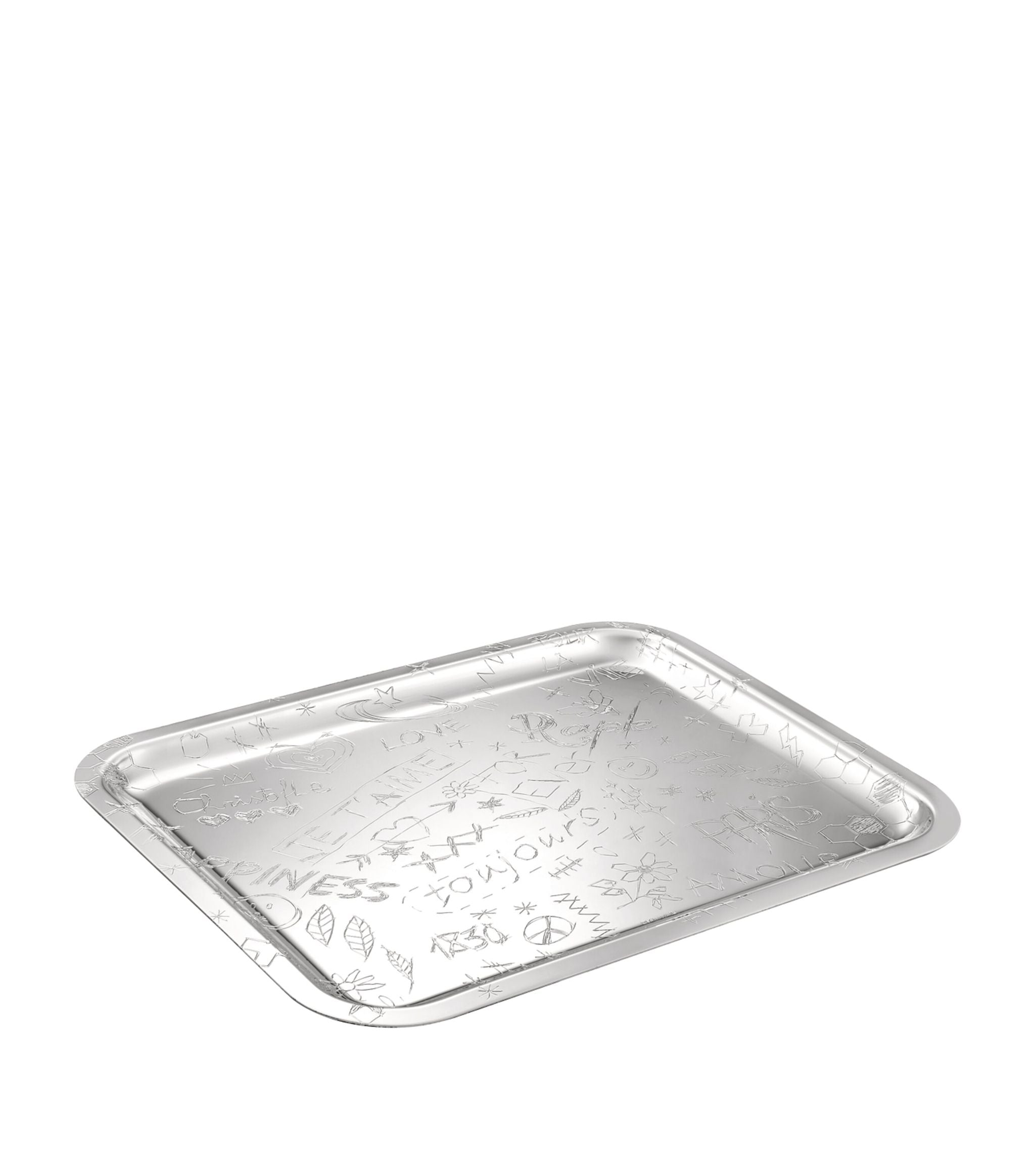 Silver-Plated Graffiti Tray (36cm x 28cm) GOODS Harrods   