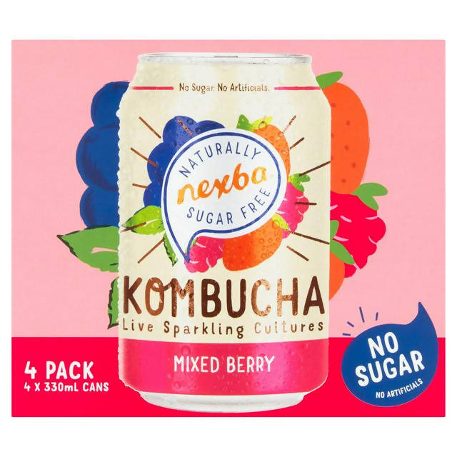 Nexba Naturally Sugar Free Mixed Berry Kombucha 4x330ml All juice & smoothies Sainsburys   