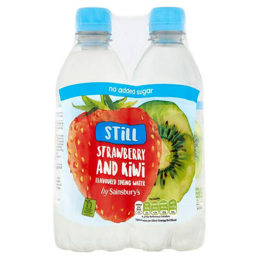 Sainsbury's Still Flavoured Water Strawberry & Kiwi, No Added Sugar 4x500ml Flavoured & vitamin water Sainsburys   