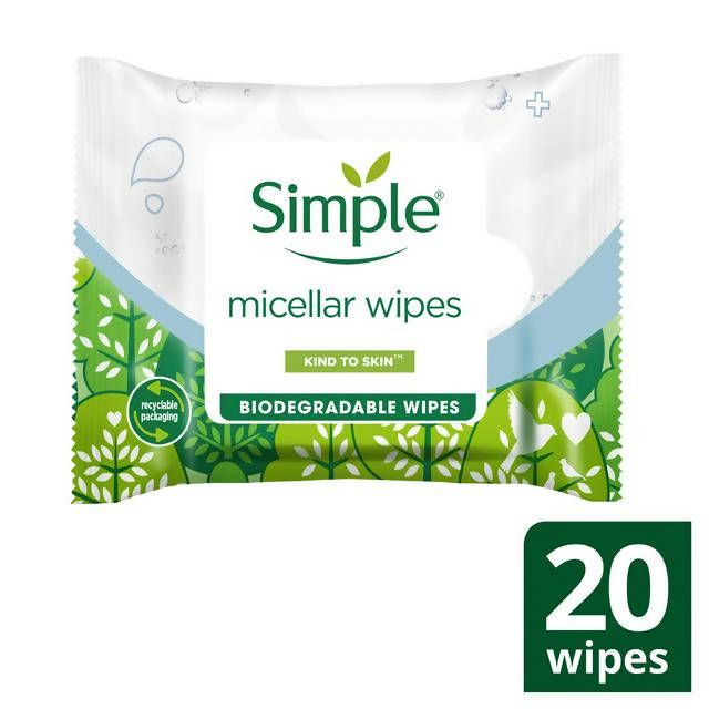 Simple Kind to Skin Water Boost Micellar Biodegradable Cleansing Facial Wipes x20 Cotton wool & wipes Sainsburys   