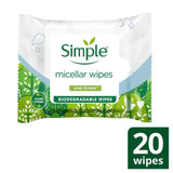 Simple Kind to Skin Water Boost Micellar Biodegradable Cleansing Facial Wipes x20 Cotton wool & wipes Sainsburys   