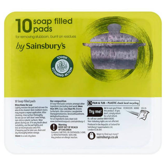 Sainsbury's Soap Filled Pads x10 Rubber gloves cloths & sponges Sainsburys   
