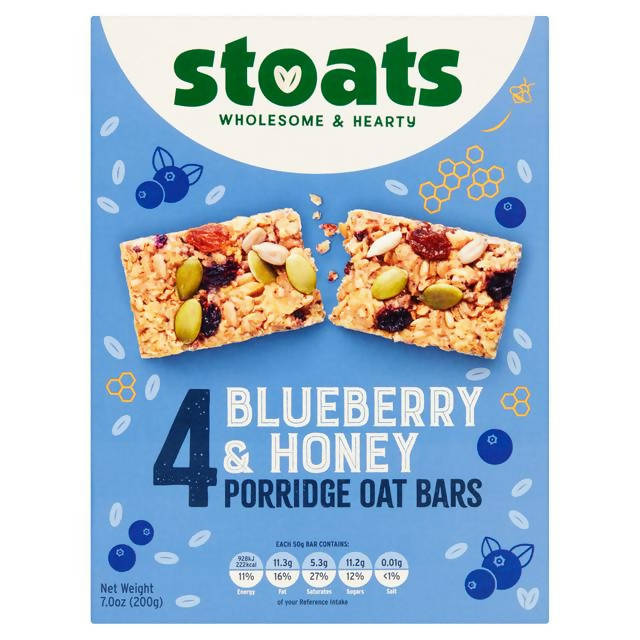 Stoats Blueberry & Honey Porridge Oat Bars 4x50g