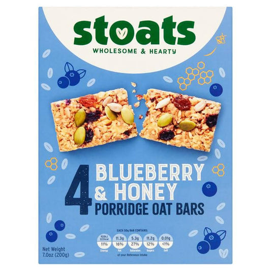 Stoats Blueberry & Honey Porridge Oat Bars 4x50g cereal bars Sainsburys   