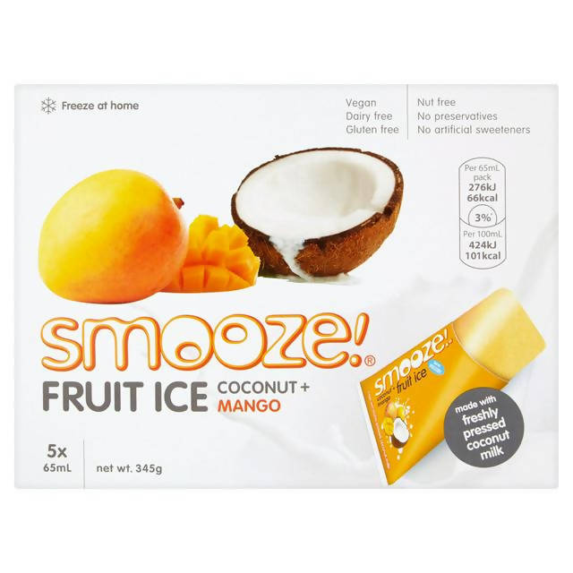 Smooze! Fruit Ice Pops Coconut + Mango 5x65ml