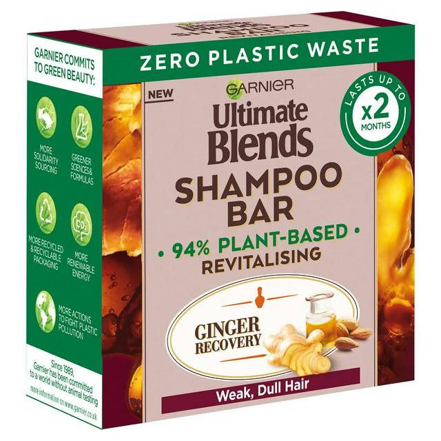 Garnier Ultimate Blends Ginger Recovery Revitalising Shampoo Bar for Weak Dull Hair 60g