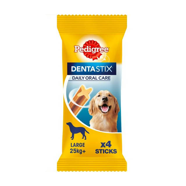 Pedigree Dentastix Daily Adult Large Dog Treats Dental Sticks x4 154g - McGrocer