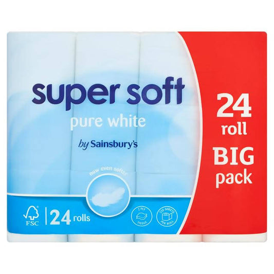 Sainsbury's Super Soft Toilet Tissue, Pure White x24 Rolls essentials Sainsburys   